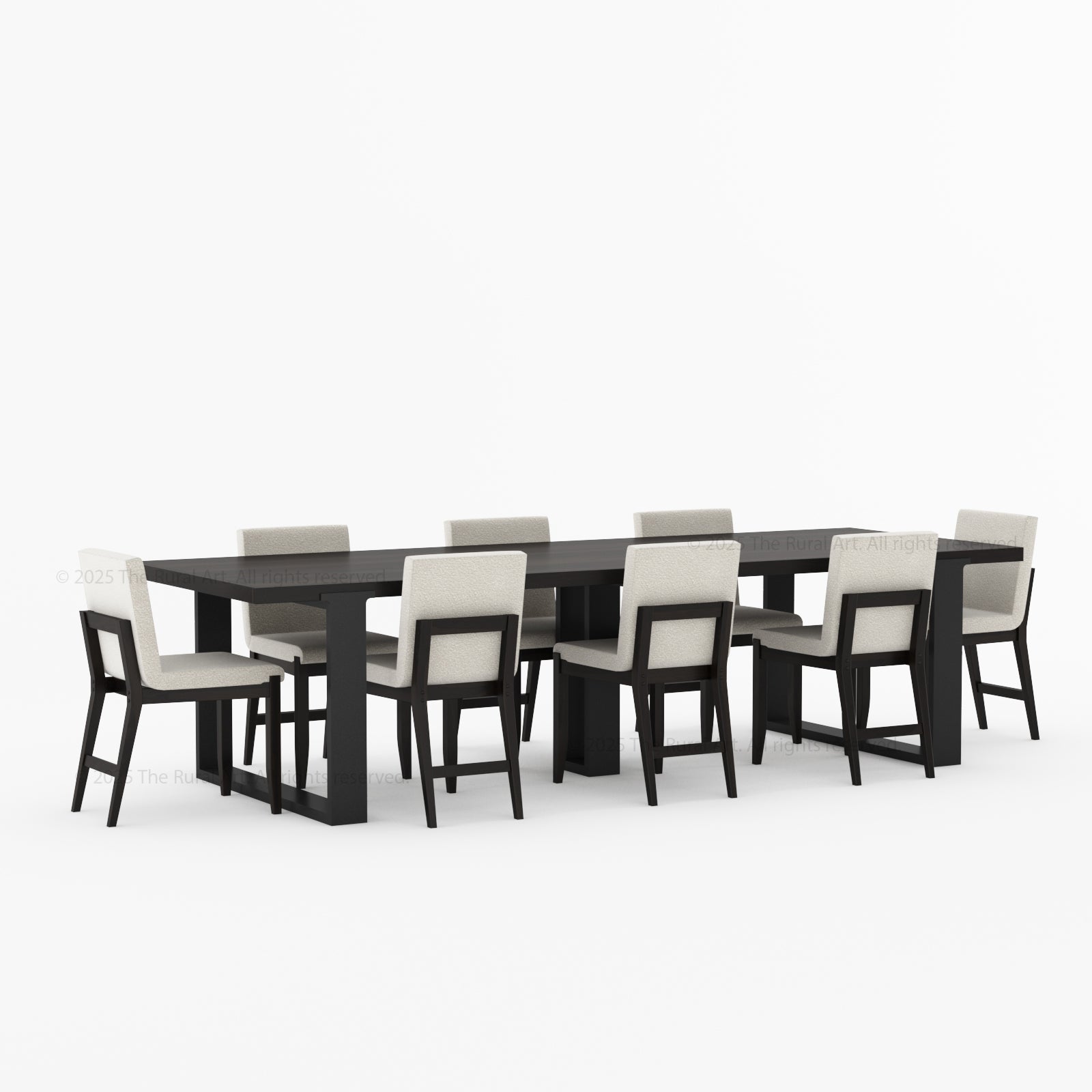 Ashland Modern Solid Wood Dining Table Upholstered Chairs Set with Dual-Tone Legs