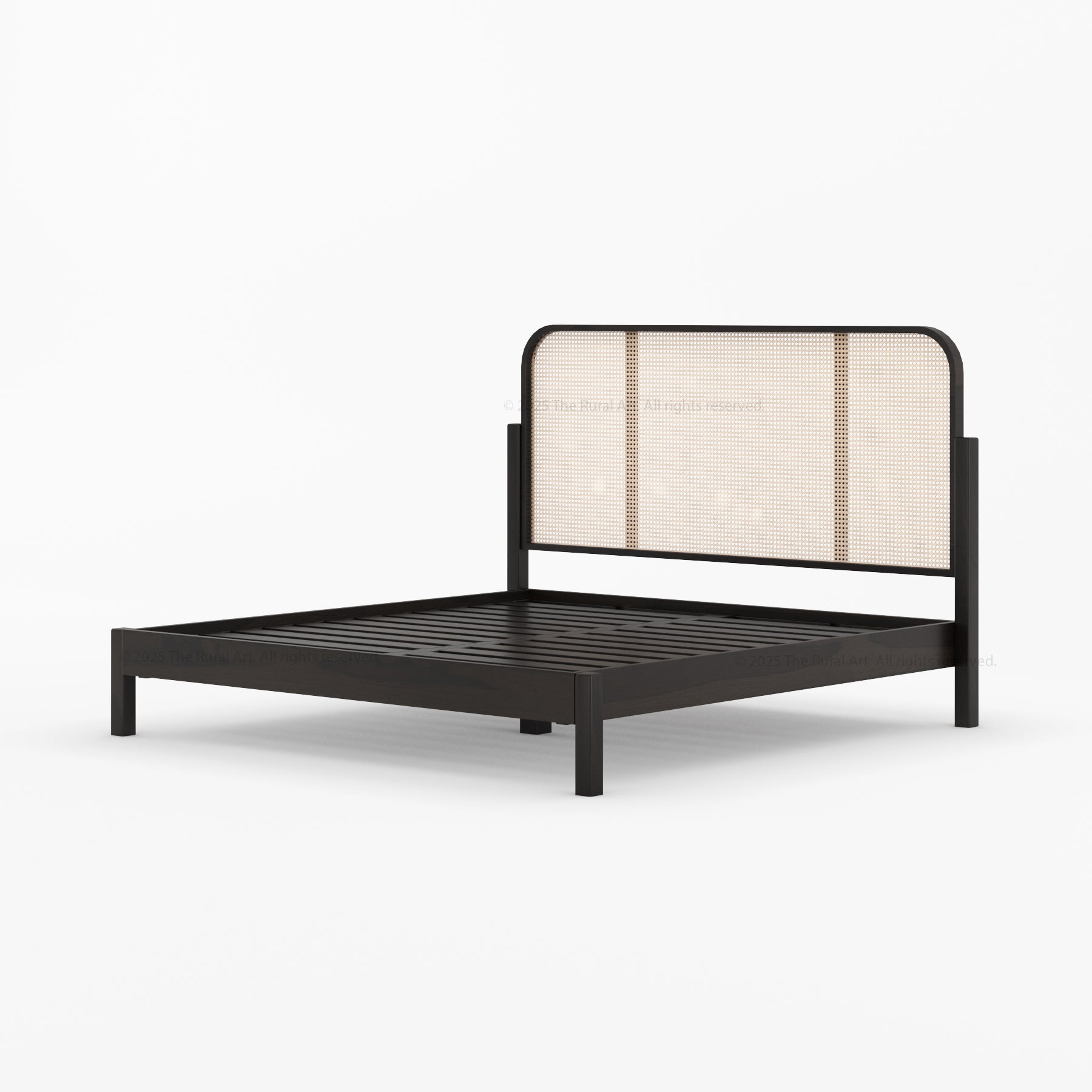 Davis Solid Wood Platform Bed with Cane Headboard