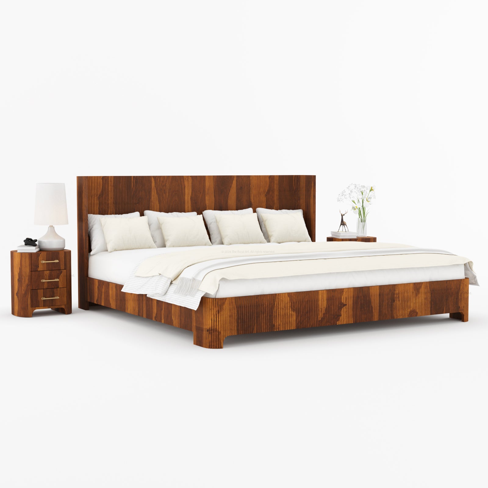 Bartow Modern Solid Wood Bedroom Set with Fluted Detailing