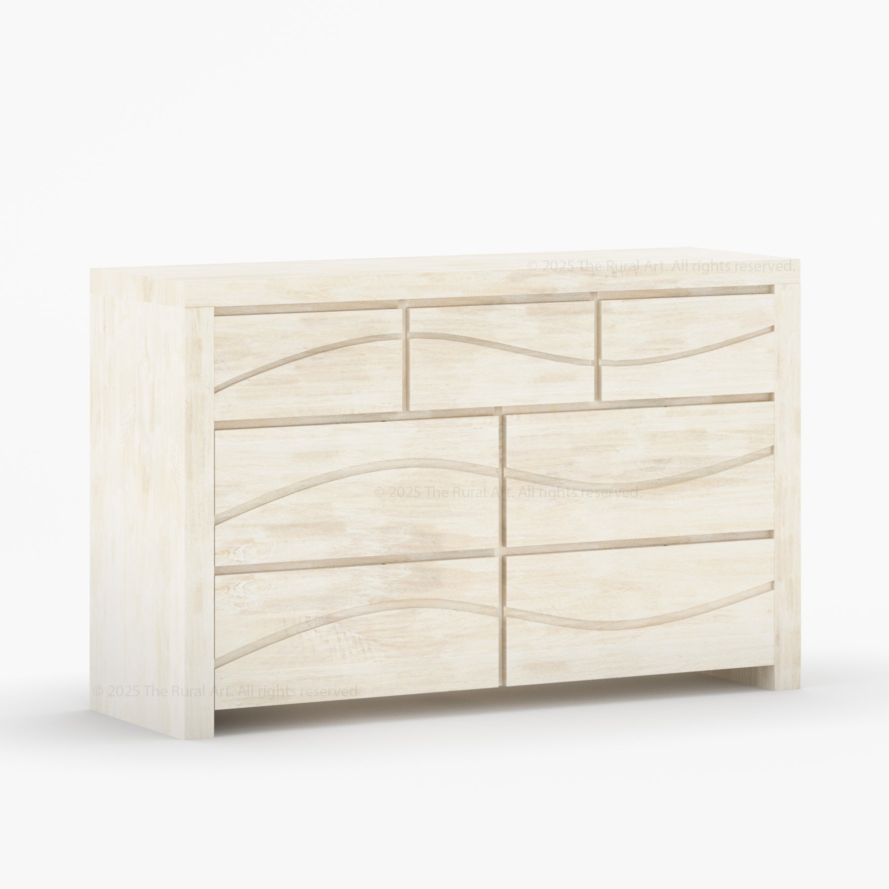 Seabrook Real Wood Drawer Dresser with Wave-Carved Fronts