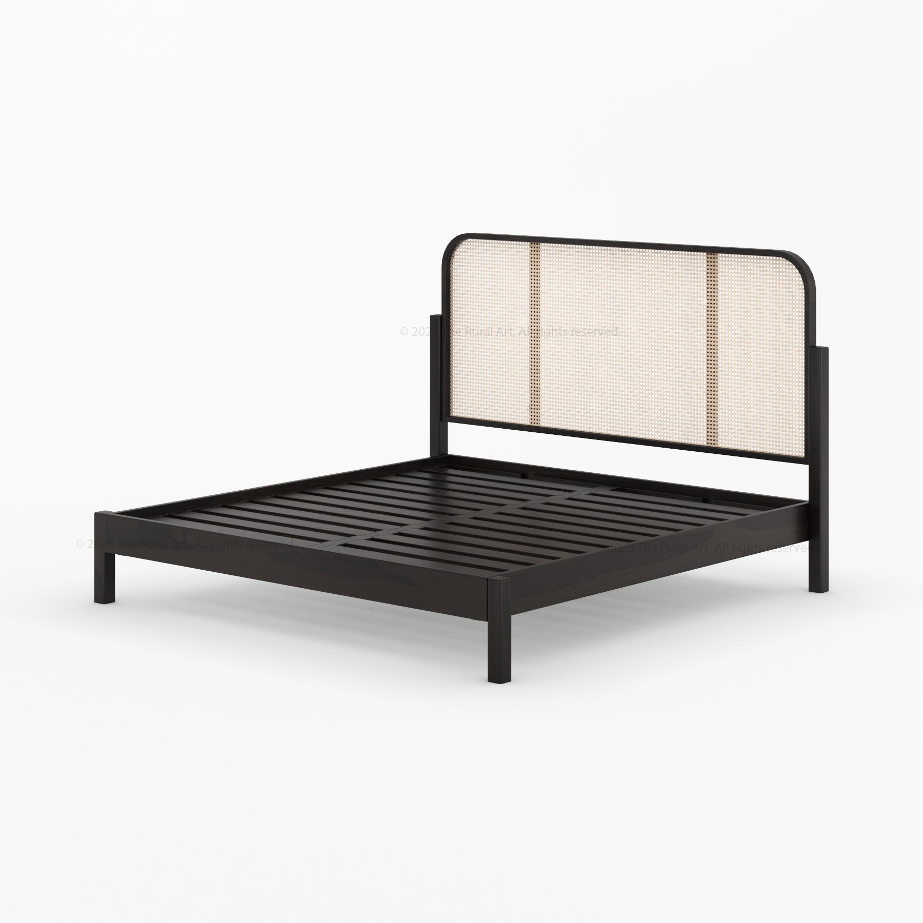 Davis Solid Wood Platform Bed with Cane Headboard