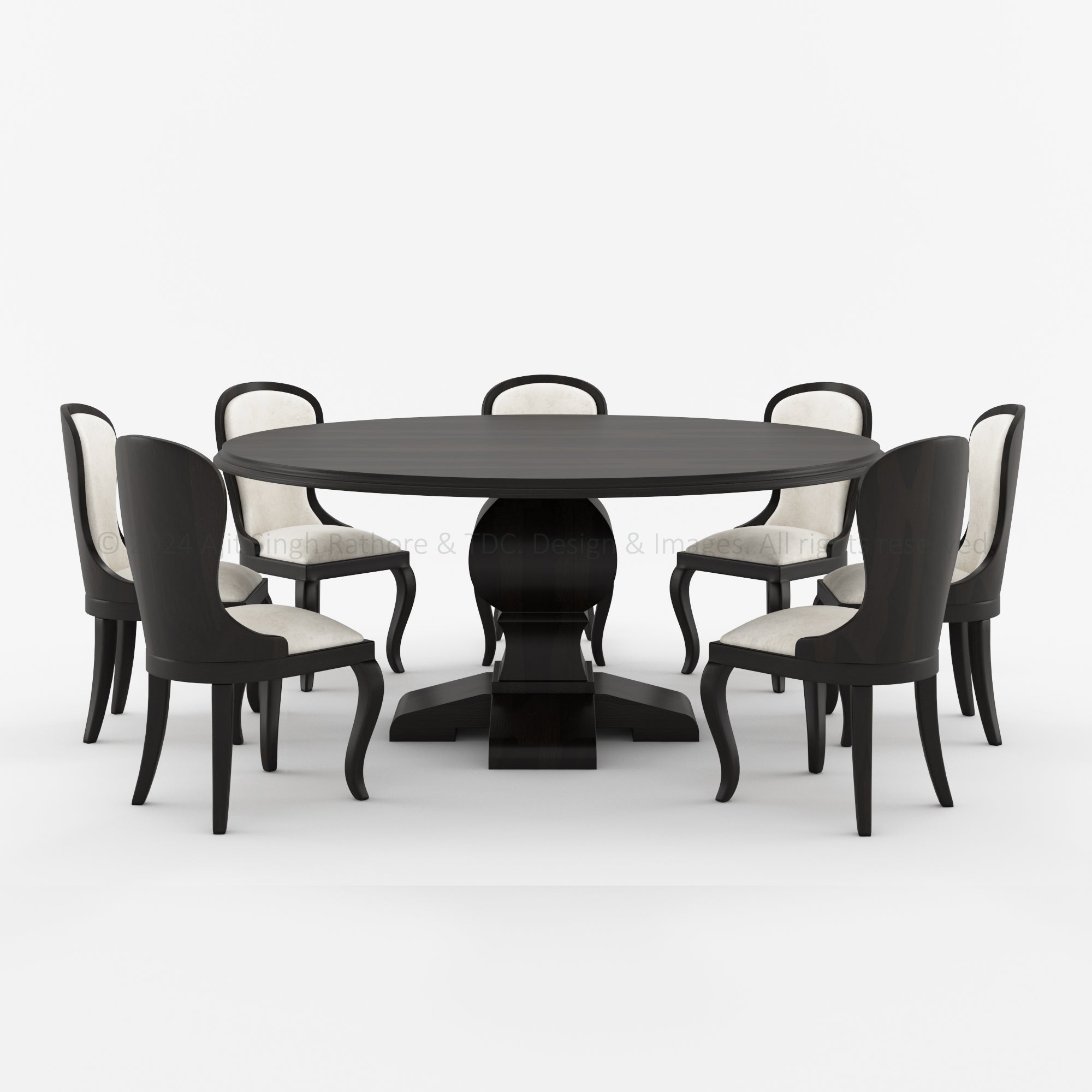 High Sierra Rustic Solid Wood 4, 6, 8, 10 Seater Black Round Dining Set