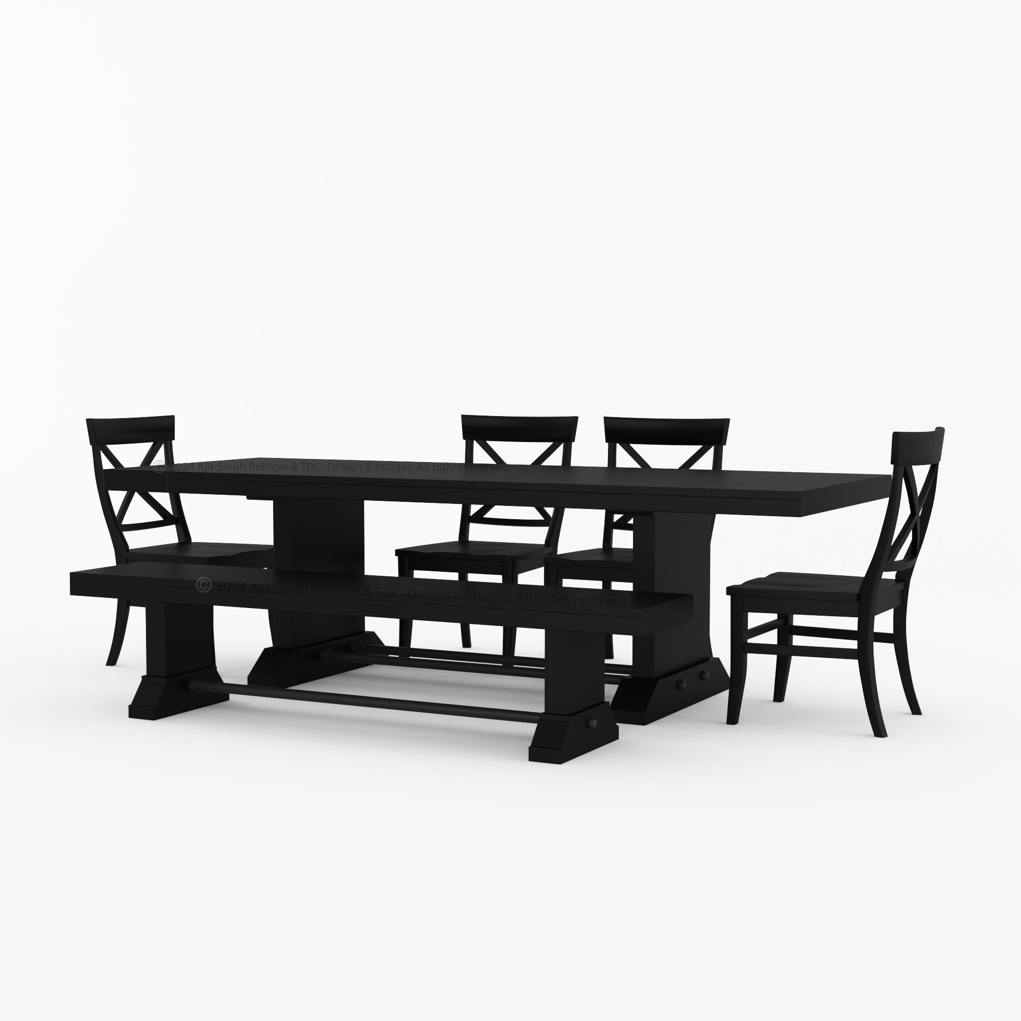 El Cerrito Solid Wood Rustic Dining Table Set