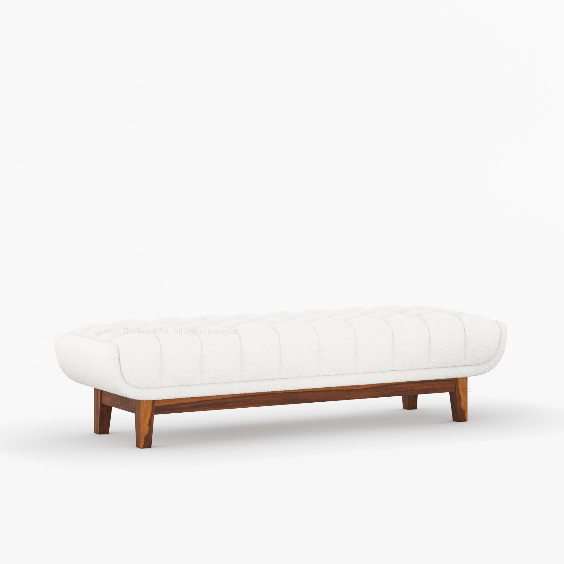 Livingston Solid Wood Bench with Channel-Tufted Bouclé Upholstery