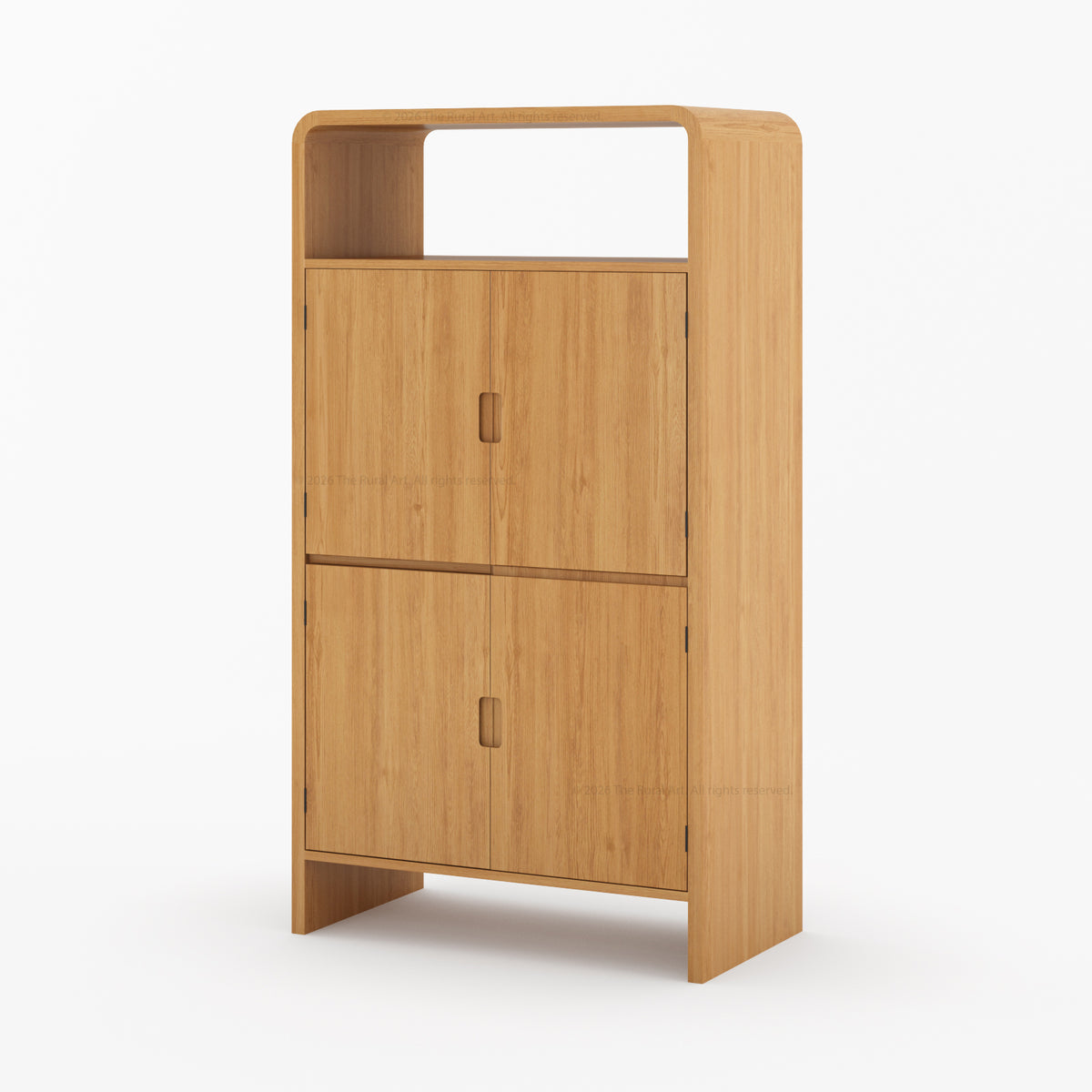 Chico Modern Solid Wood Four-Door Armoire with Open Display Shelf