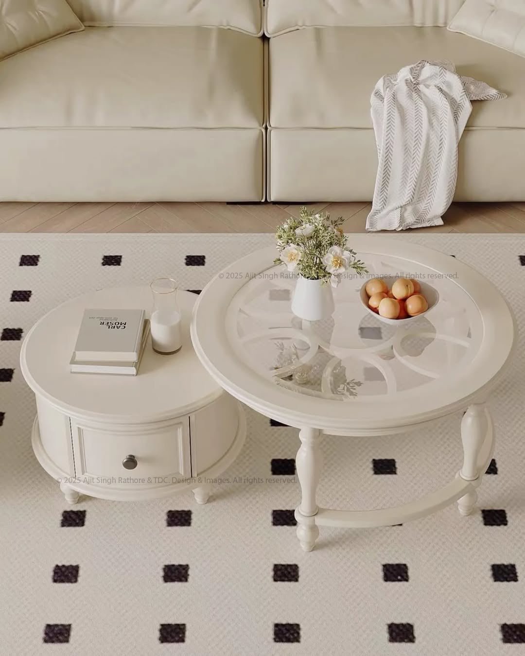 Sheffield Solid Wood Dual Round Nesting Coffee Table Set