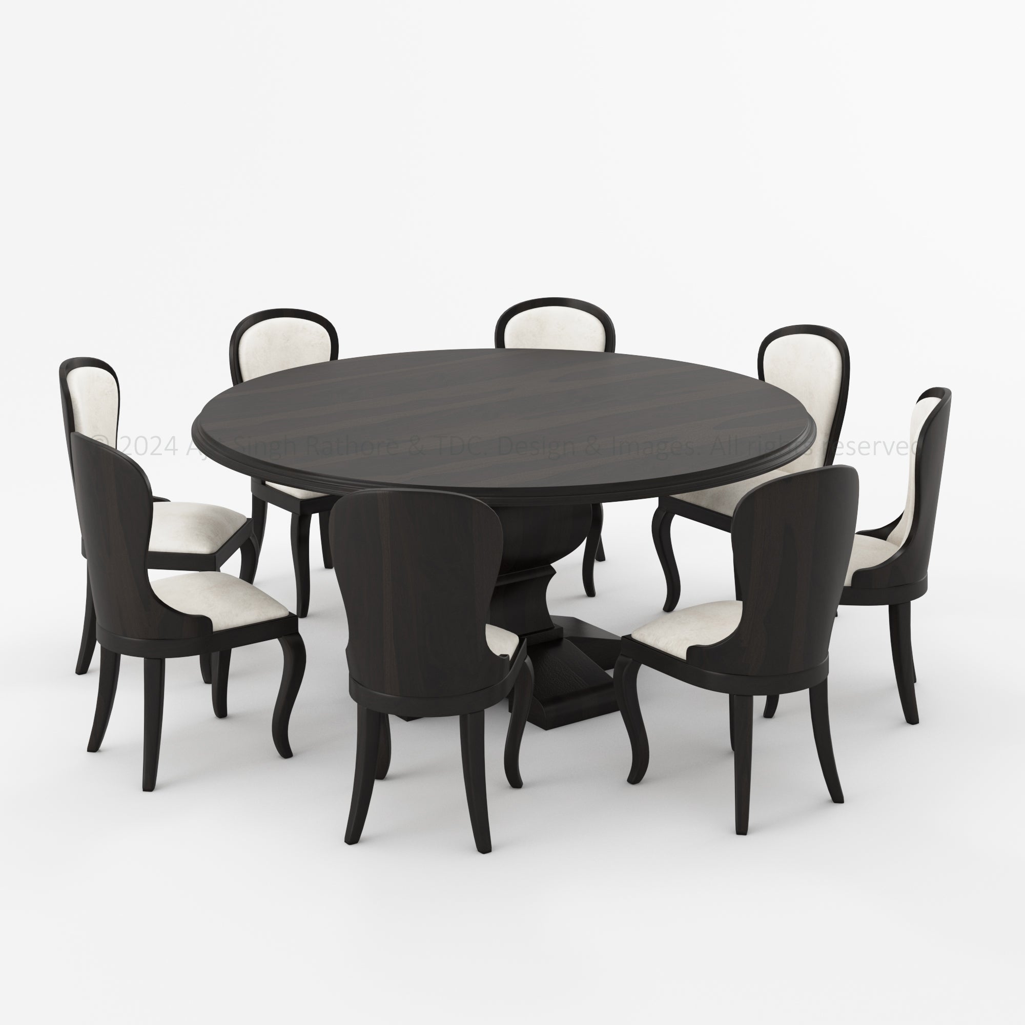 High Sierra Rustic Solid Wood 4, 6, 8, 10 Seater Black Round Dining Set