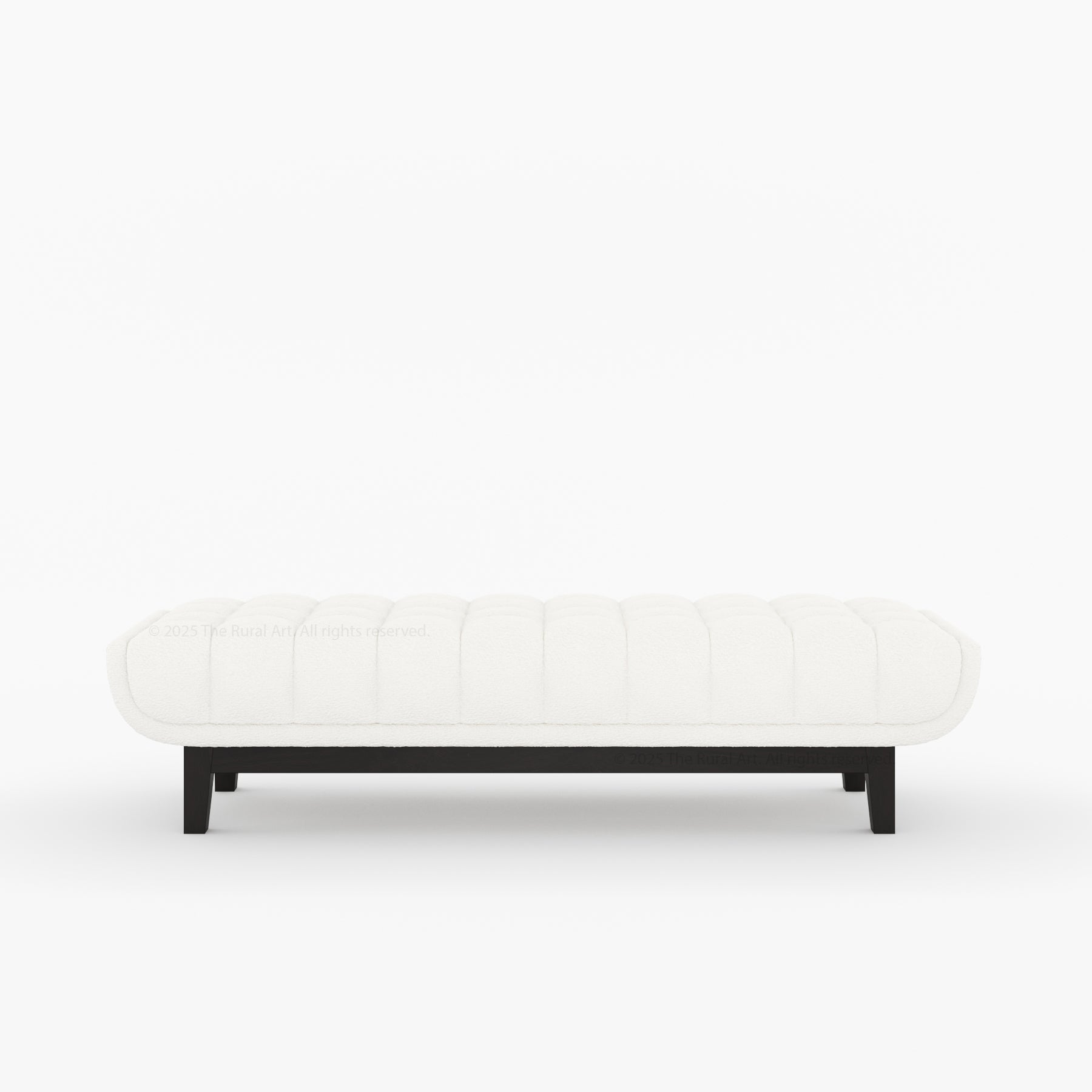 Livingston Solid Wood Bench with Channel-Tufted Bouclé Upholstery