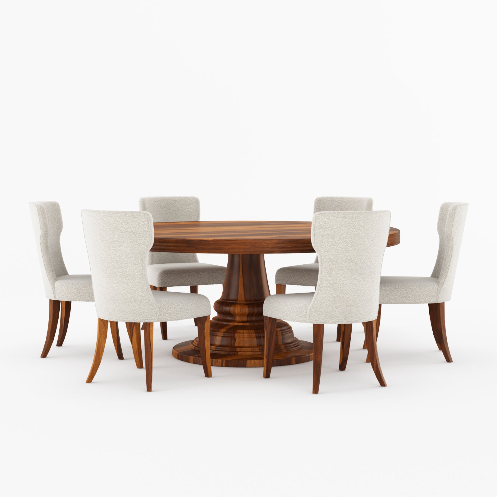 High Point Solid Wood Round Pedestal Dining Table & Upholstered Chair Set
