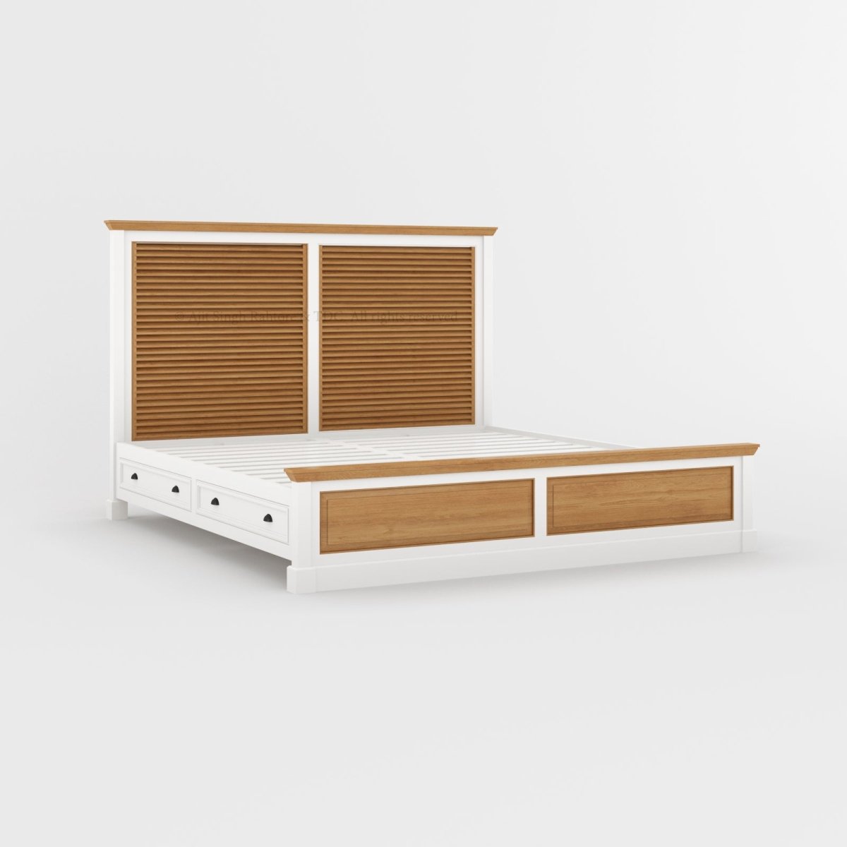 Sylacauga Dual-Tone Shutter Slatted Platform Bed with Storage Drawers