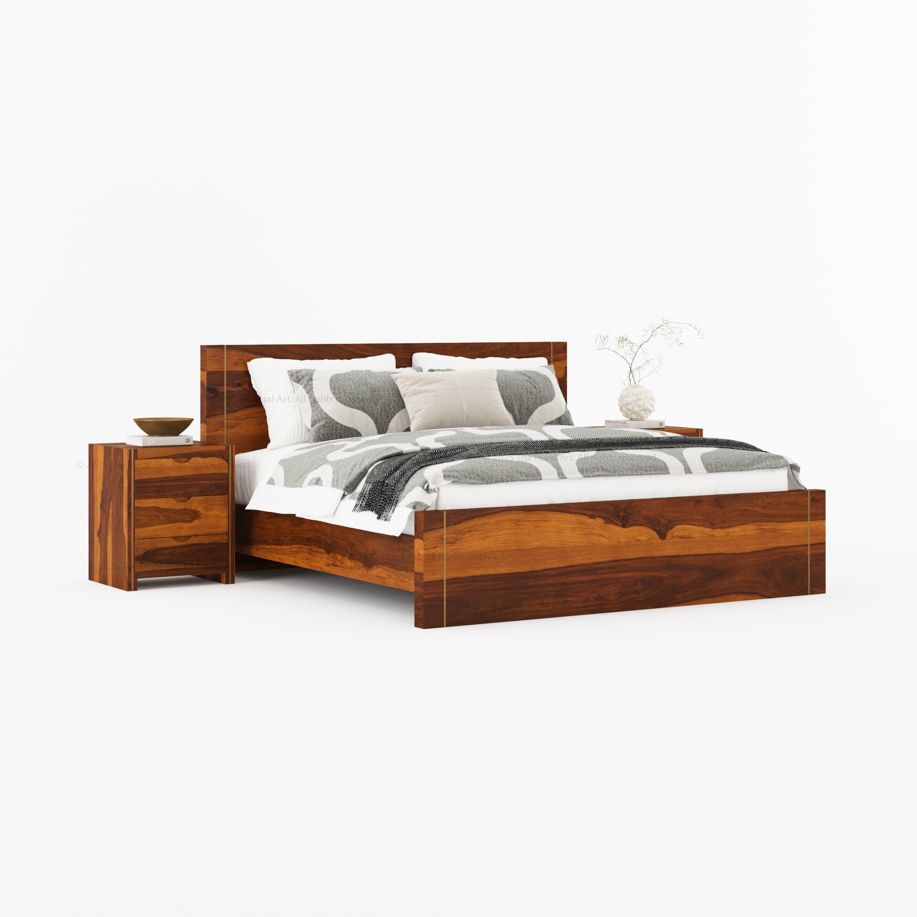 Branson Solid Wood Bedroom Collection with Brass Inlay Detailing