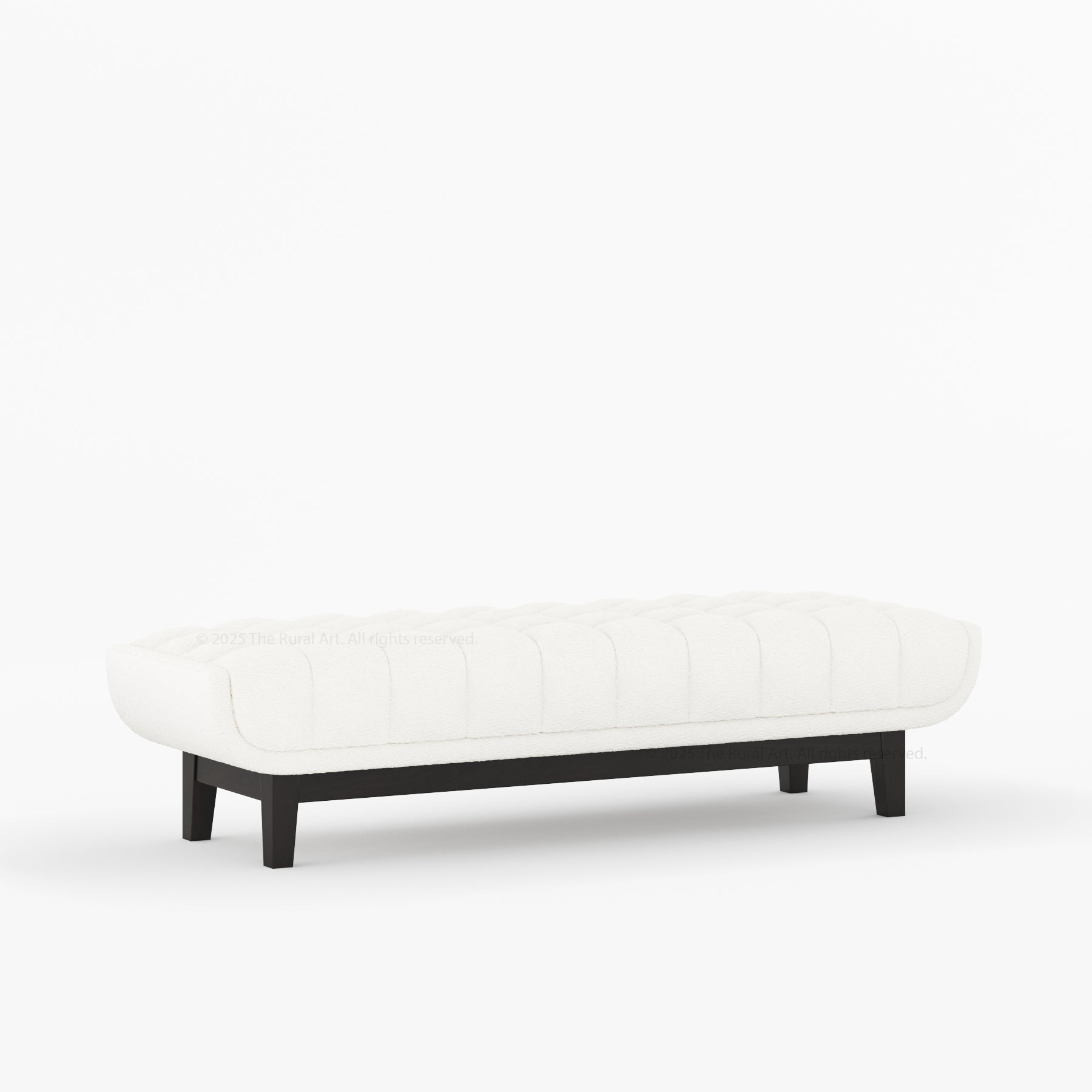 Livingston Solid Wood Bench with Channel-Tufted Bouclé Upholstery
