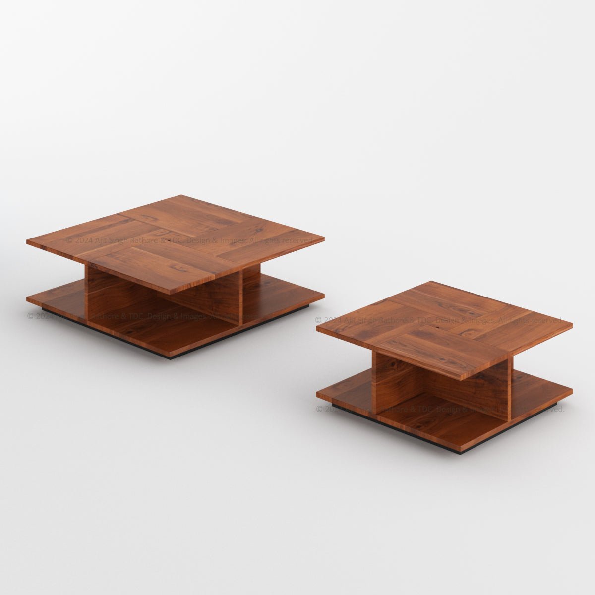 Prescott Solid Wood 2 Tier Square Coffee Table