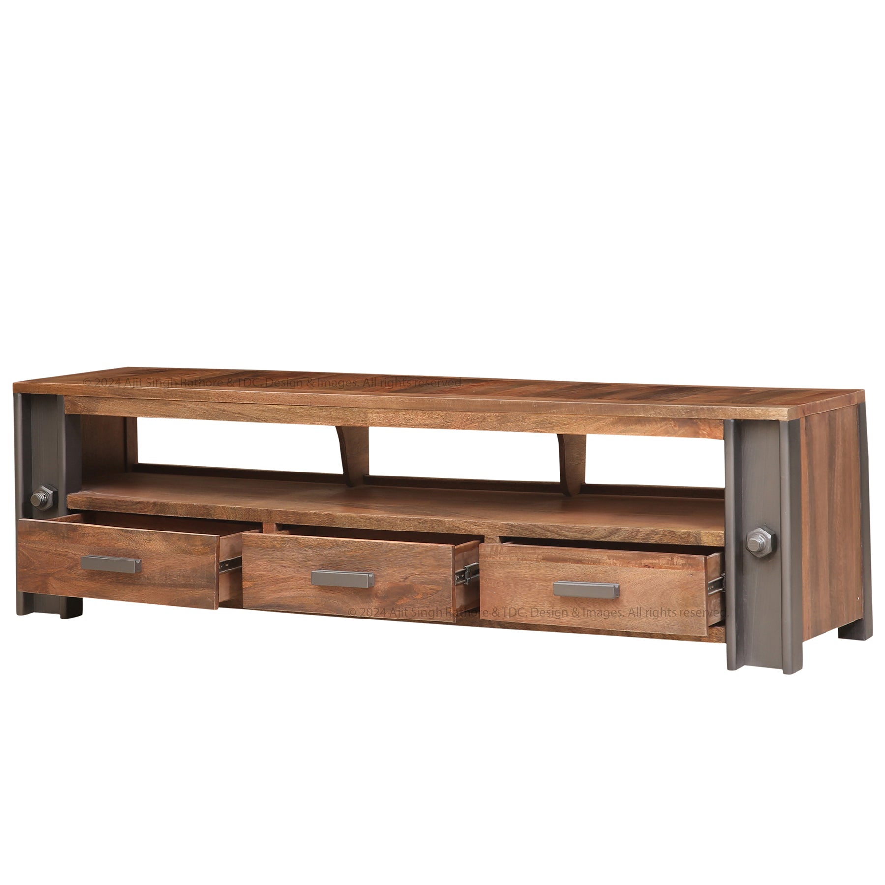 Camden Industrial Solid Wood TV Stand & Media Console