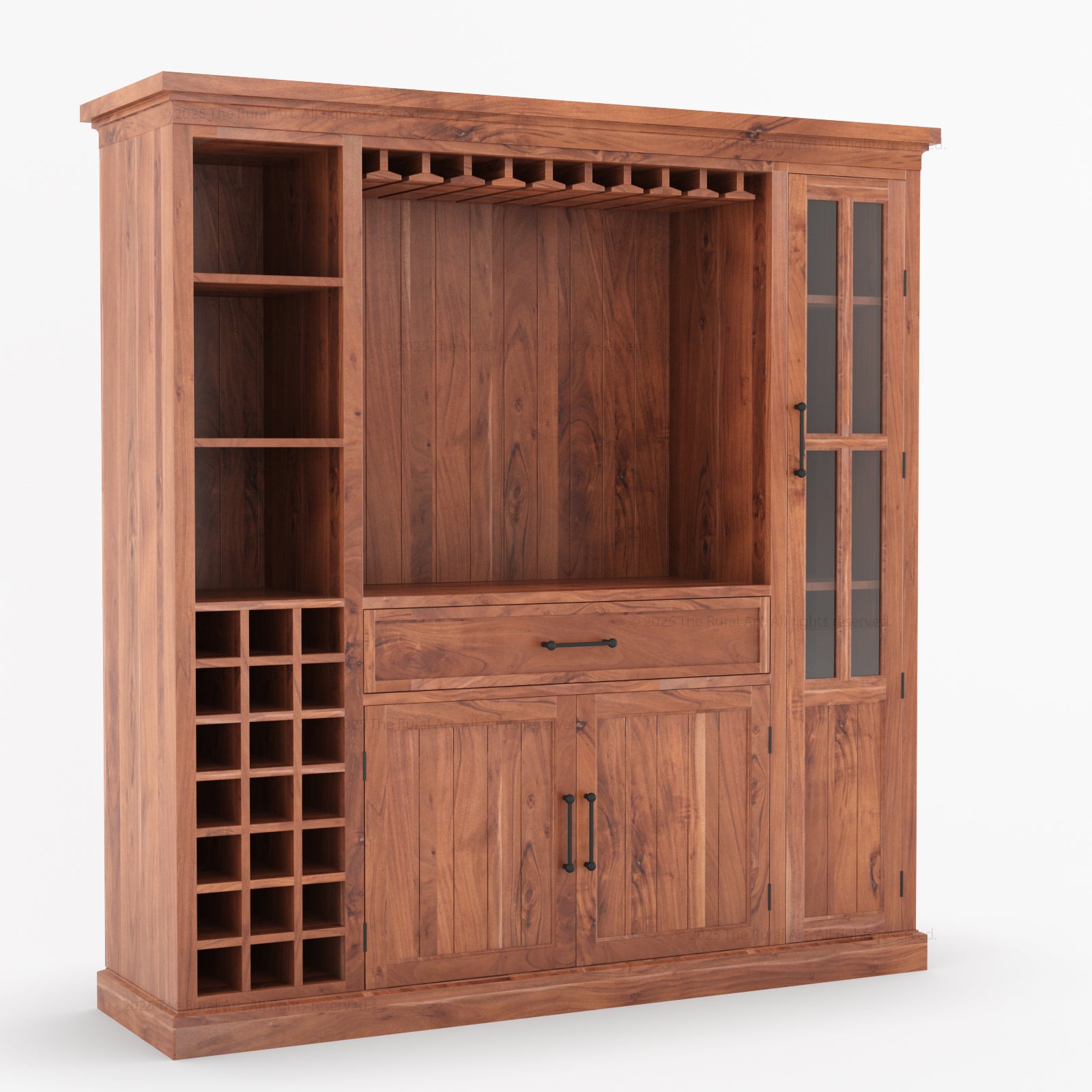 Montecito Solid Wood Wine Bar Cabinet With Stemware Rack