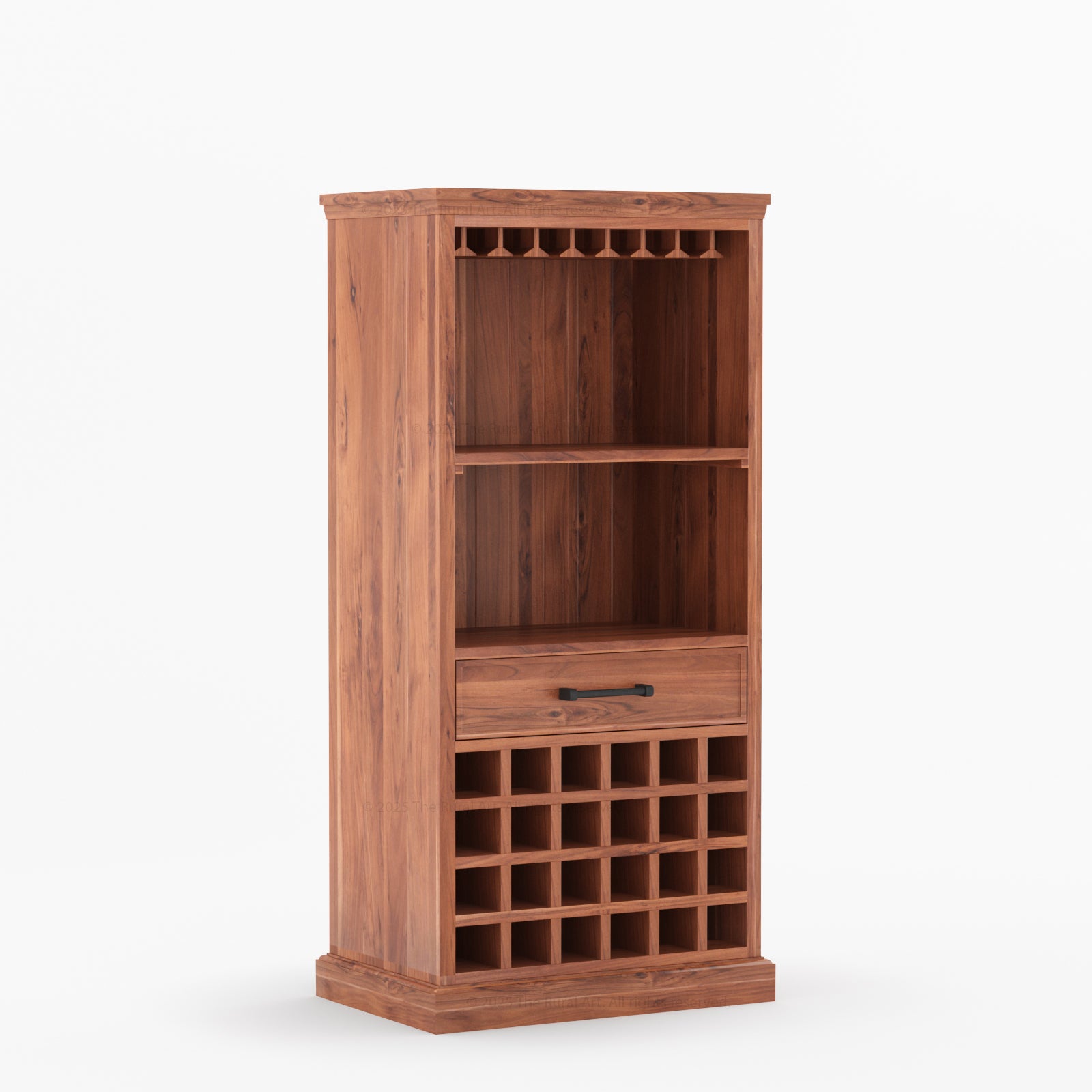 Palo Alto Solid Wood Wine Bar Cabinet with Glass Rack