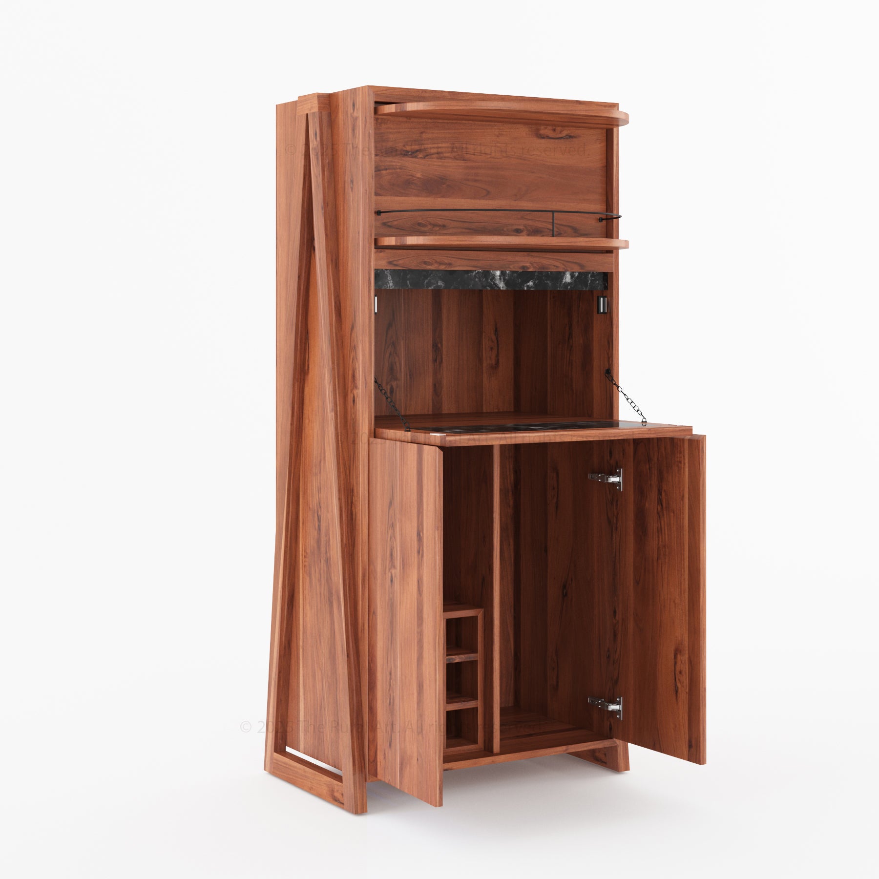 Beckley Solid Wood Wine Bar Cabinet With Lazy Susan