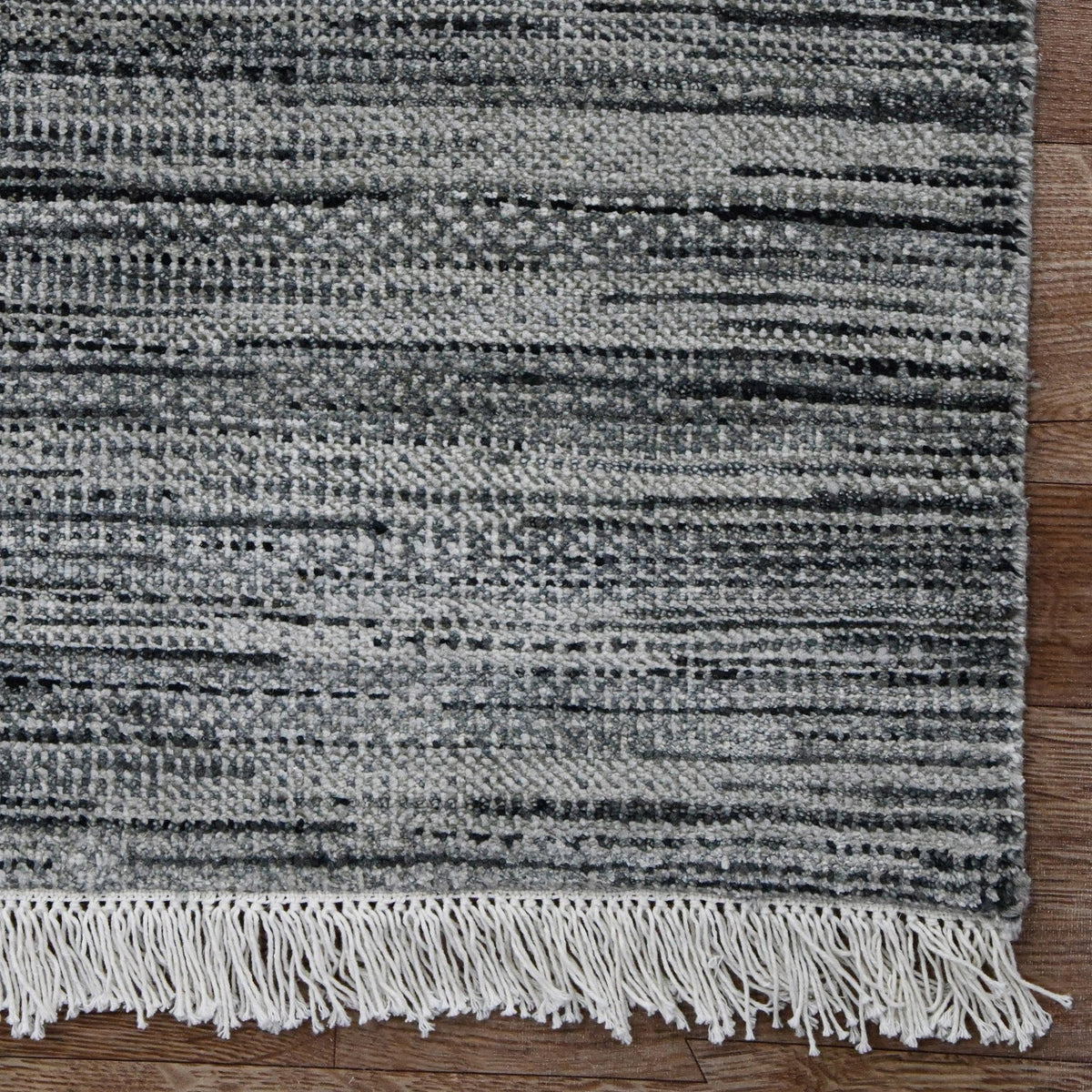 Copenhagen Ash Abstract Strie Linear Hand-Knotted Wool & Silk Rug