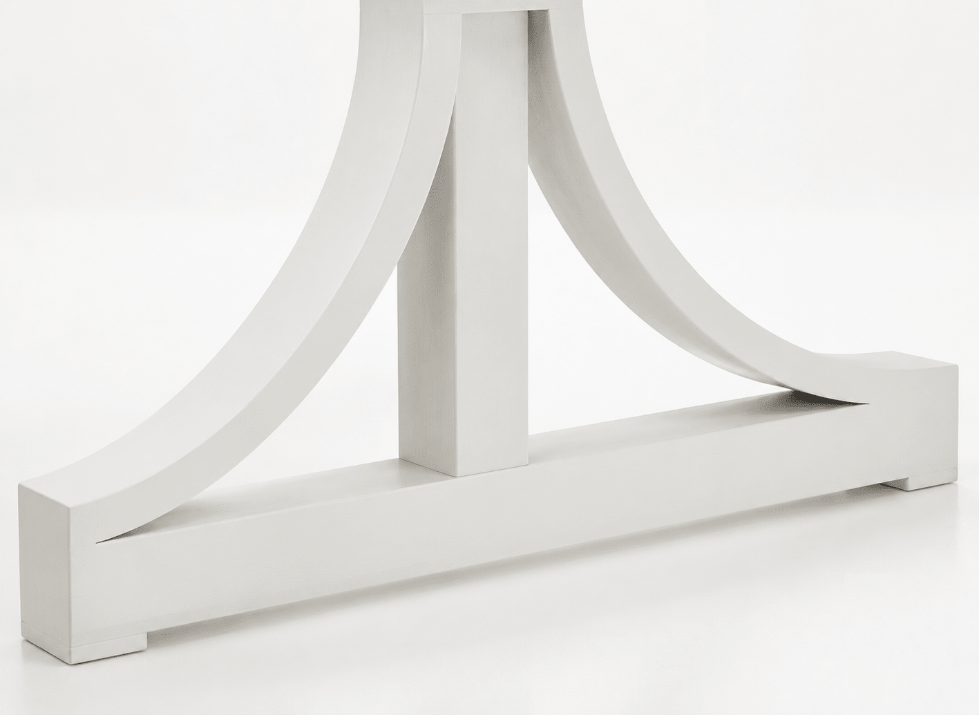 Troy Dual-Tone Solid Teak Wood Dining Table with Slatted Top & Sculptural Arched Trestle Base