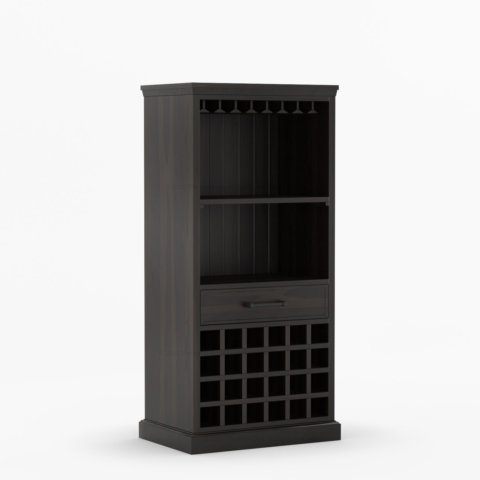 Palo Alto Solid Wood Wine Bar Cabinet with Glass Rack