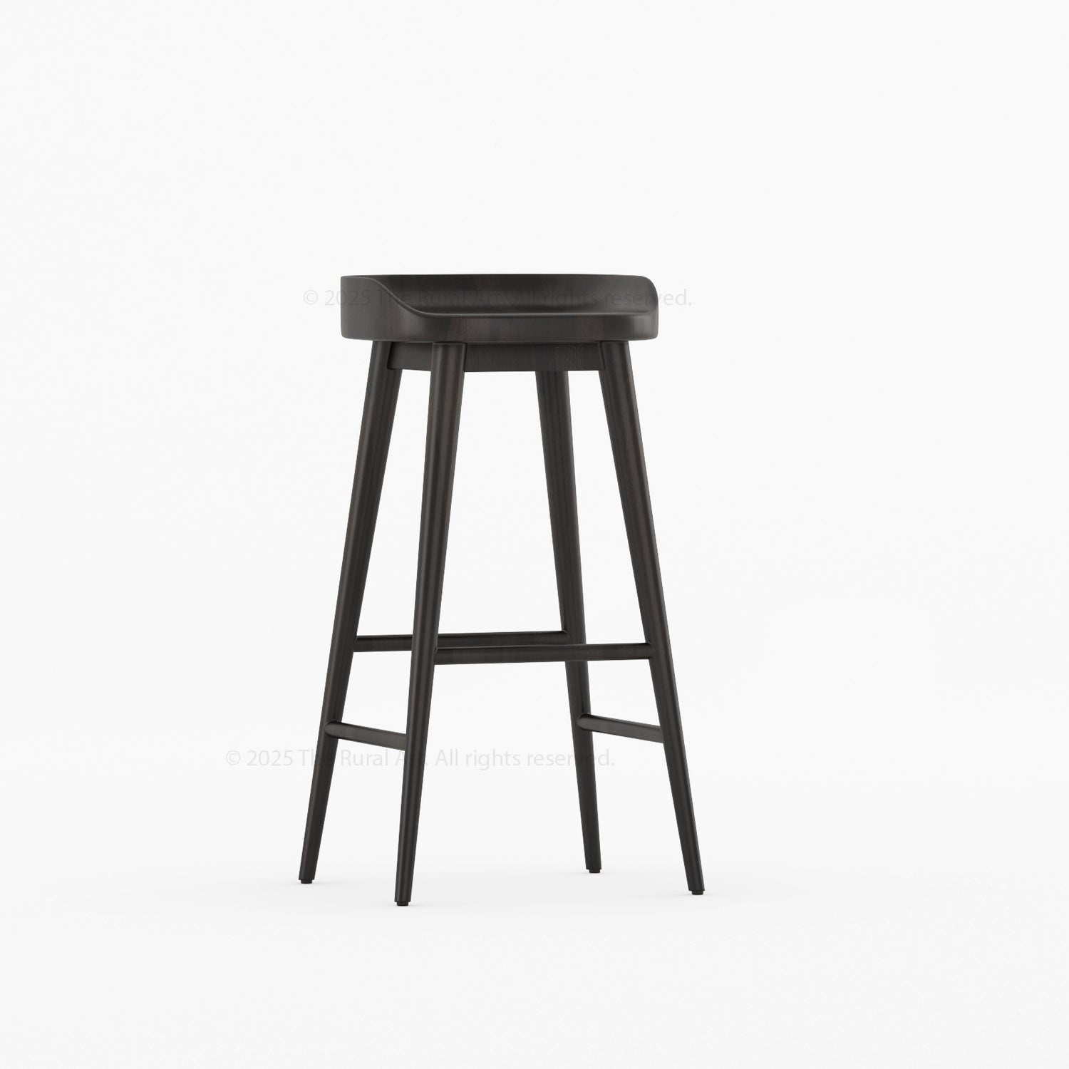 Ithaca Solid Wood Bar Stool Sculpted Seat Japandi Style