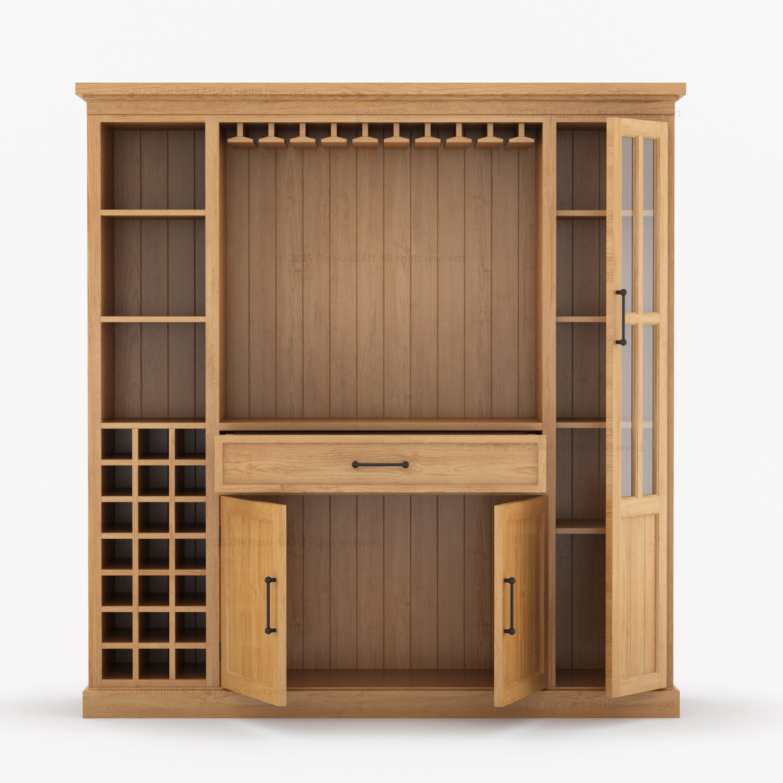 Montecito Solid Wood Wine Bar Cabinet With Stemware Rack