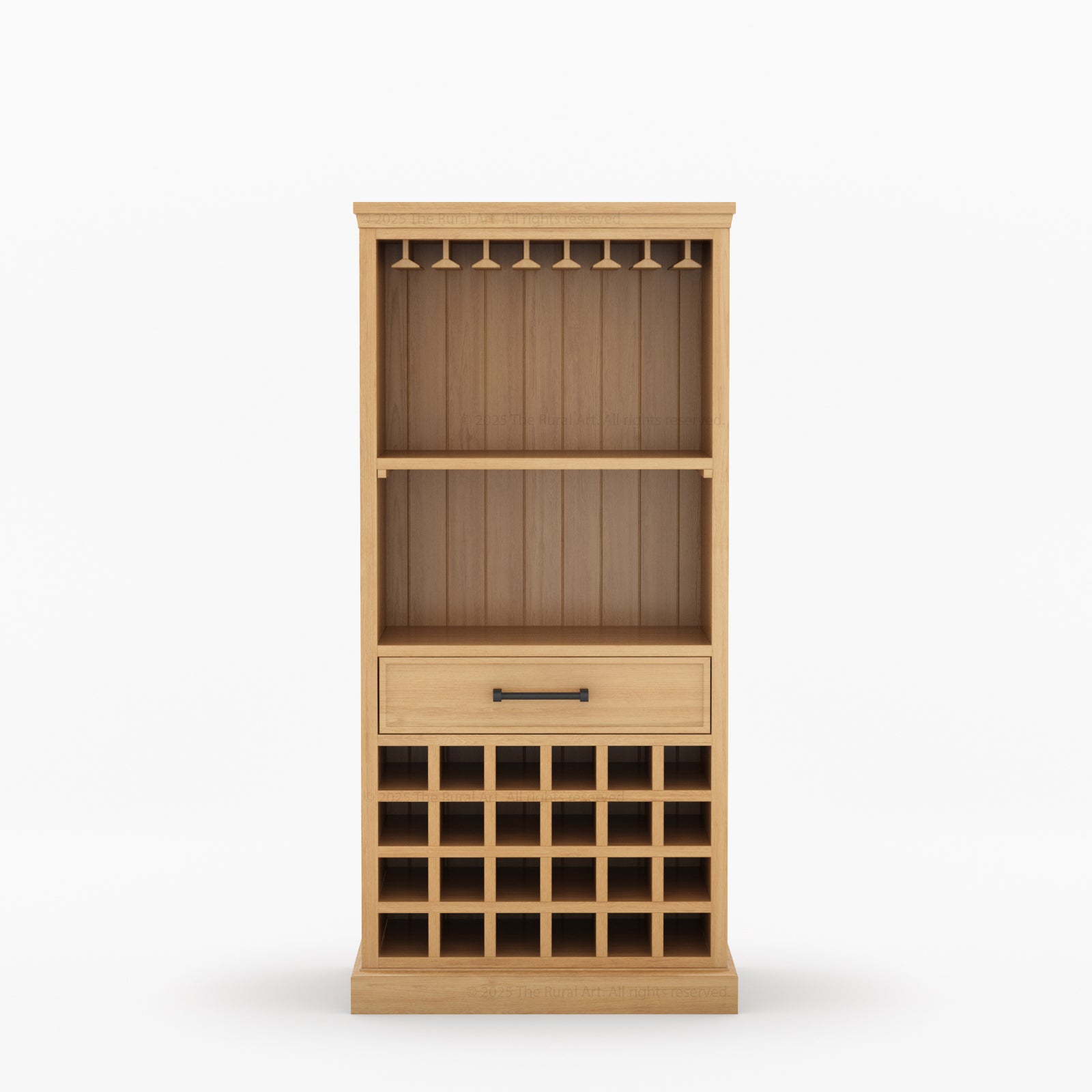 Palo Alto Solid Wood Wine Bar Cabinet with Glass Rack