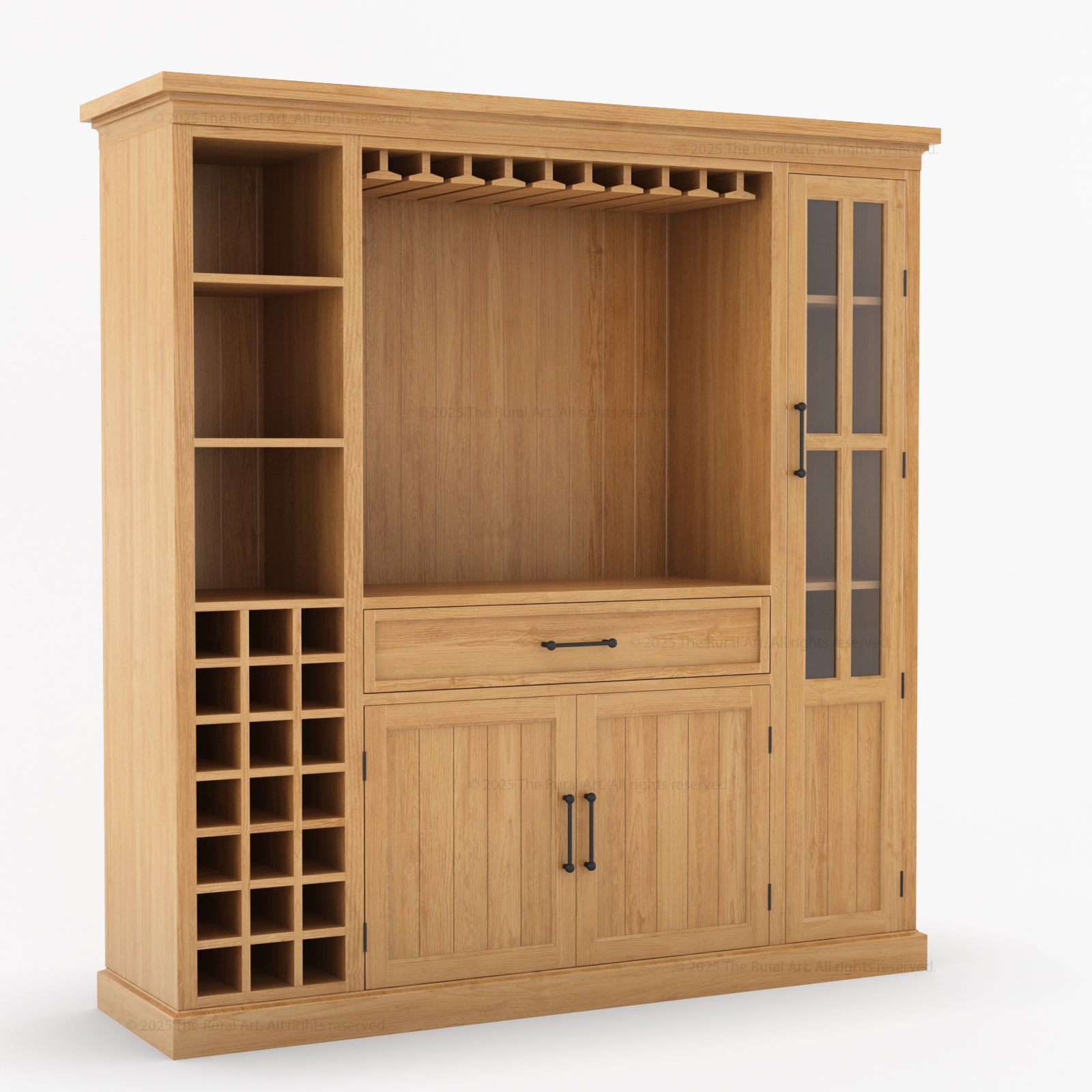 Montecito Solid Wood Wine Bar Cabinet With Stemware Rack