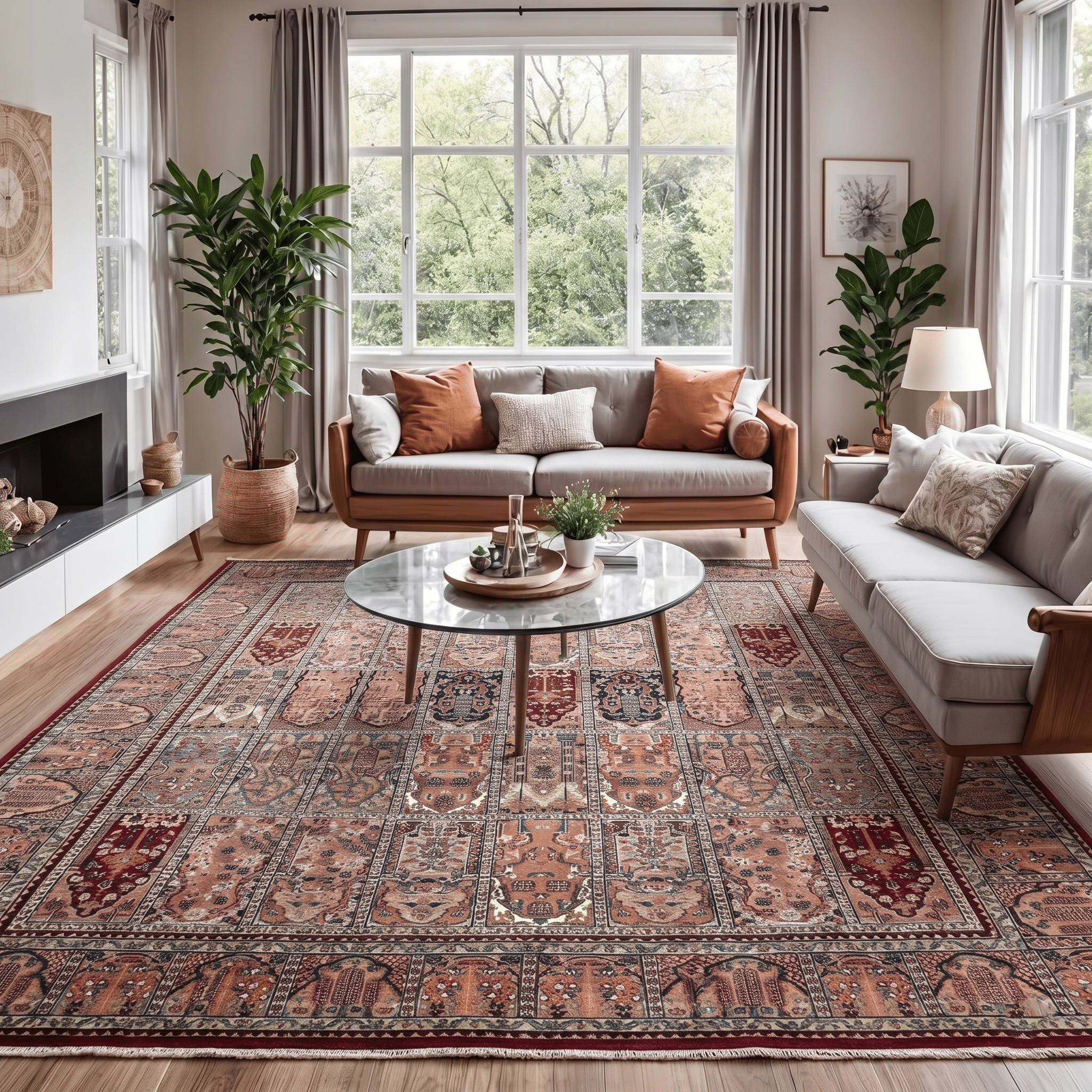 Bozeman Hand-Knotted Wool Oriental Rug – Dusty Rose, Crimson