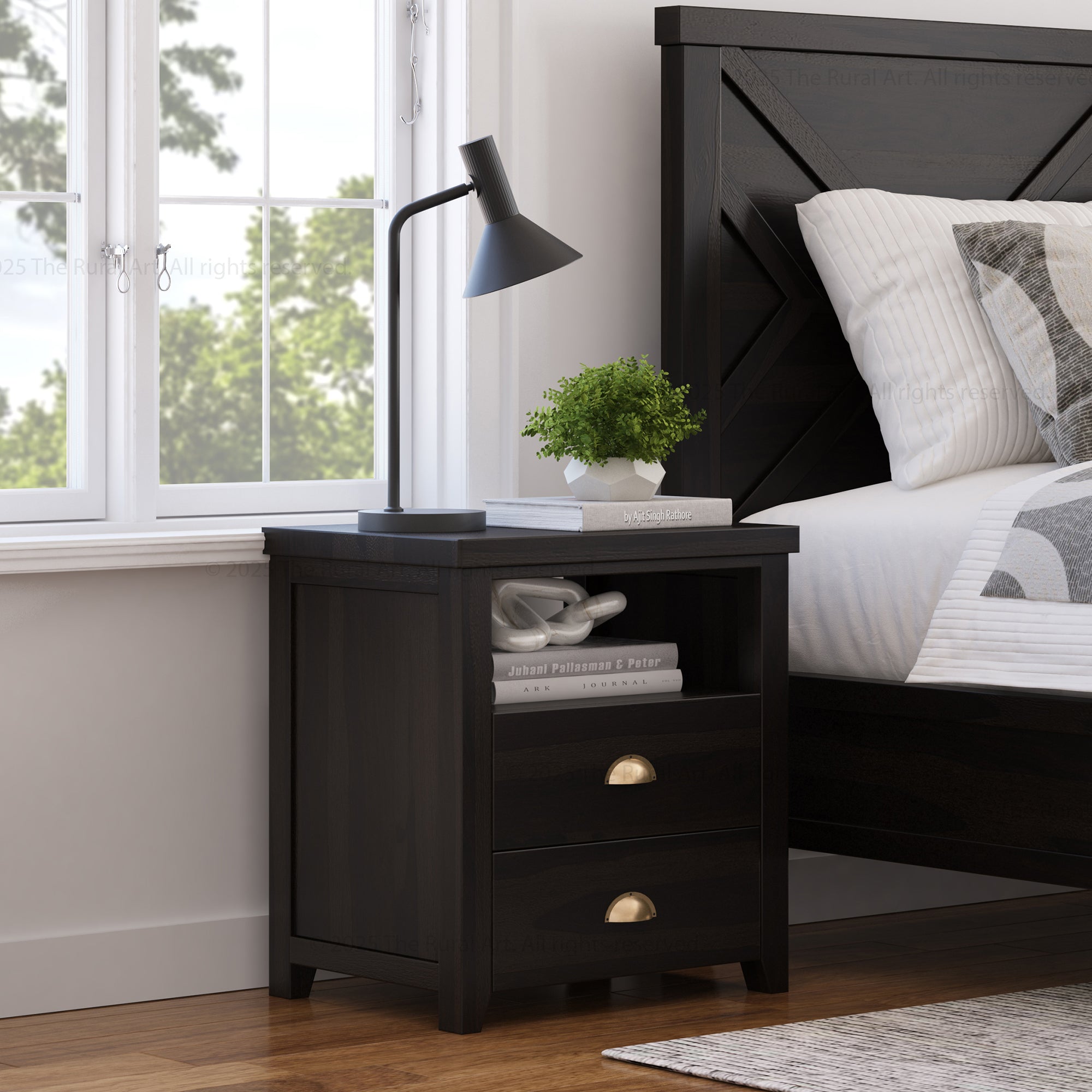 Baytown Solid Wood Nightstand with Drawer and Open Shelf