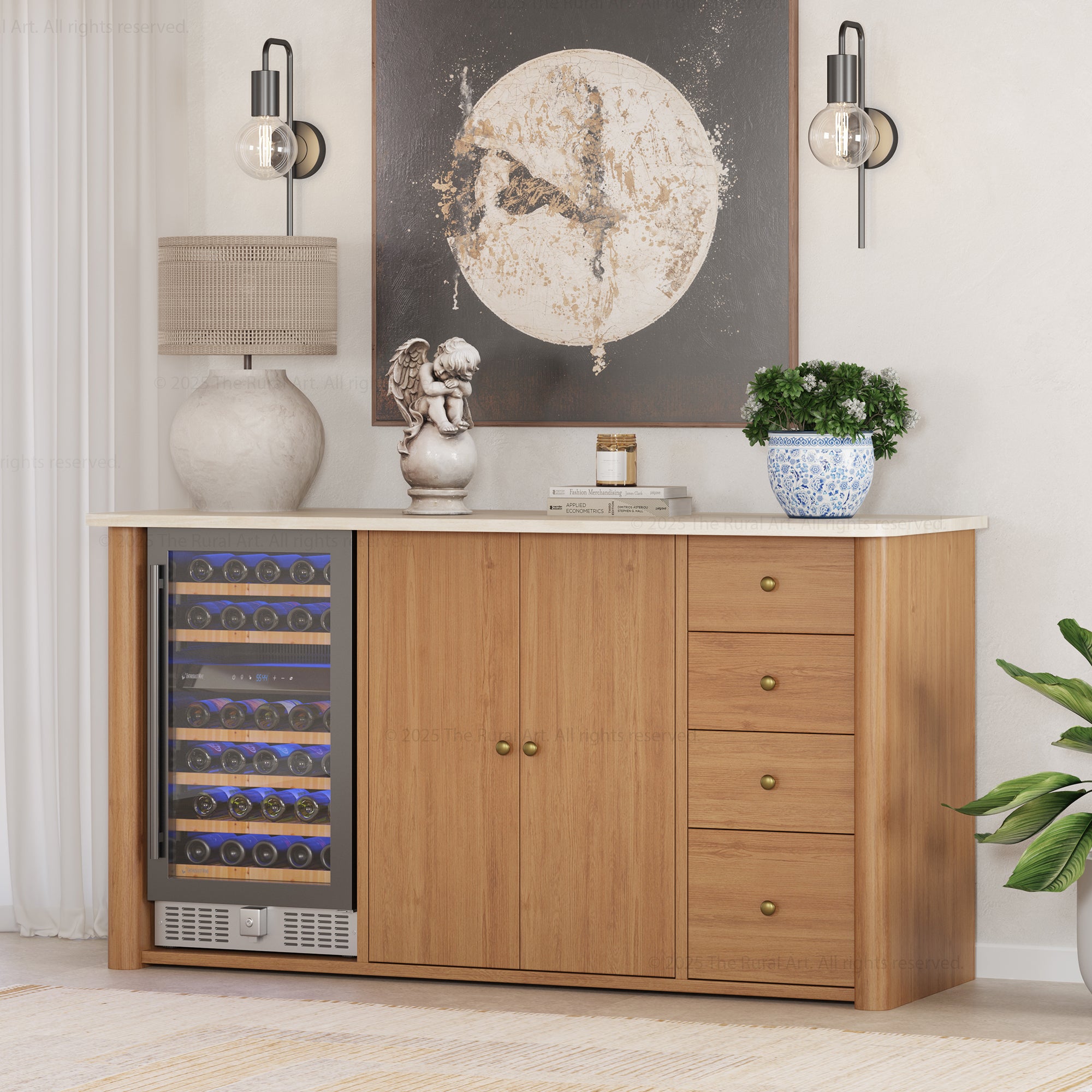 Blytheville Dual Tone Sideboard with Mini Fridge Space