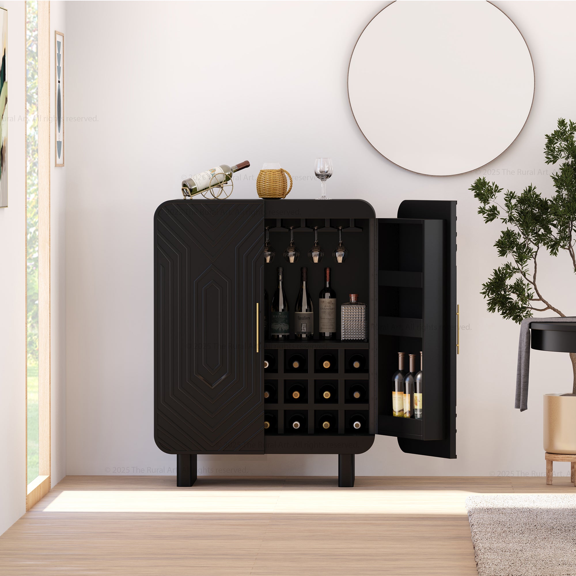 Claremont Dual-Tone Solid Wood Wine Bar Cabinet