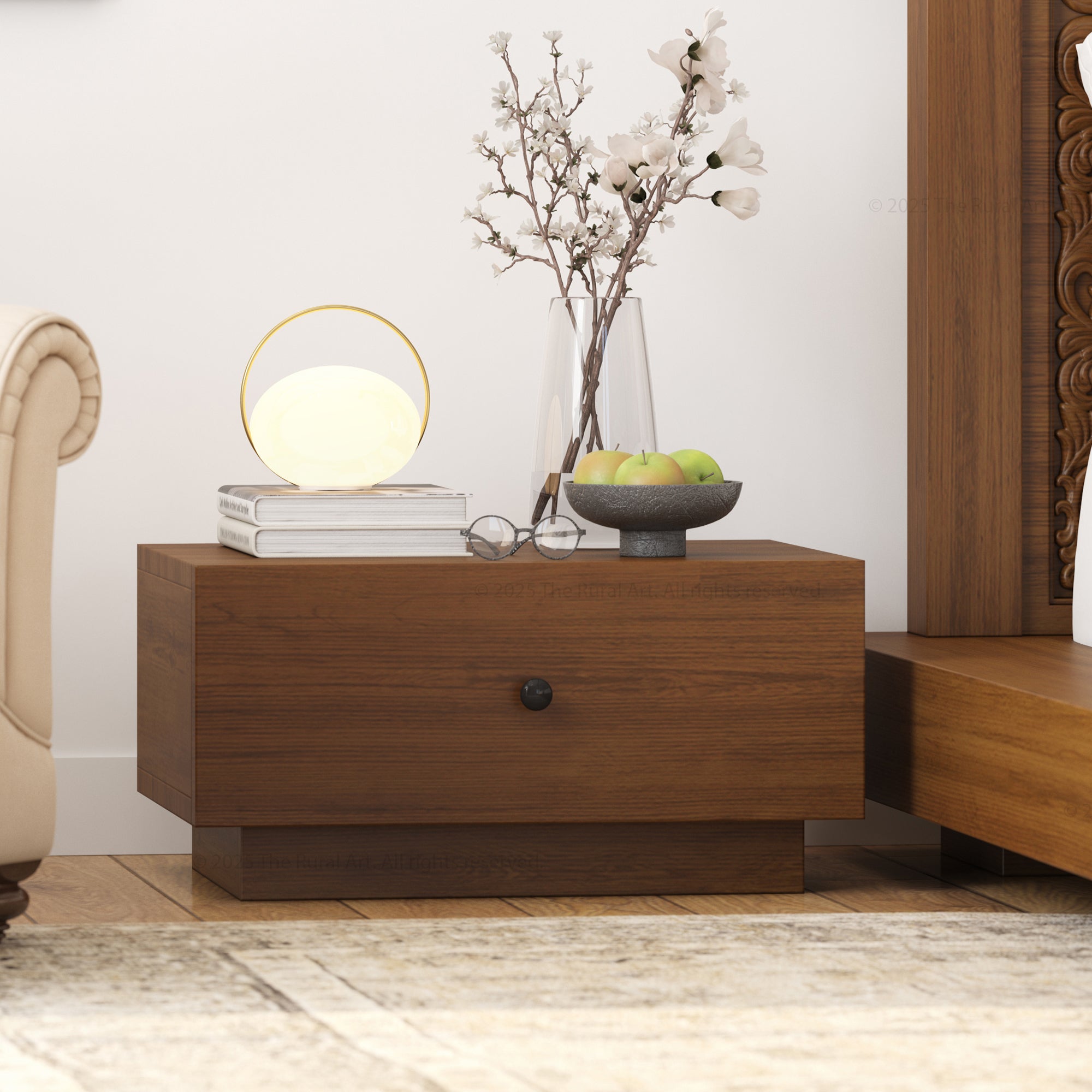 Sheffield Solid Wood Nightstand with Drawer Storage