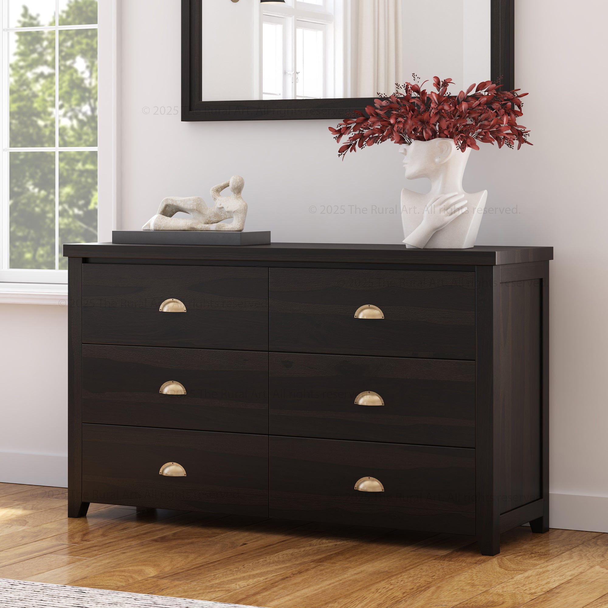 Baytown Rustic Solid Wood Bedroom Dresser with 6 Drawer