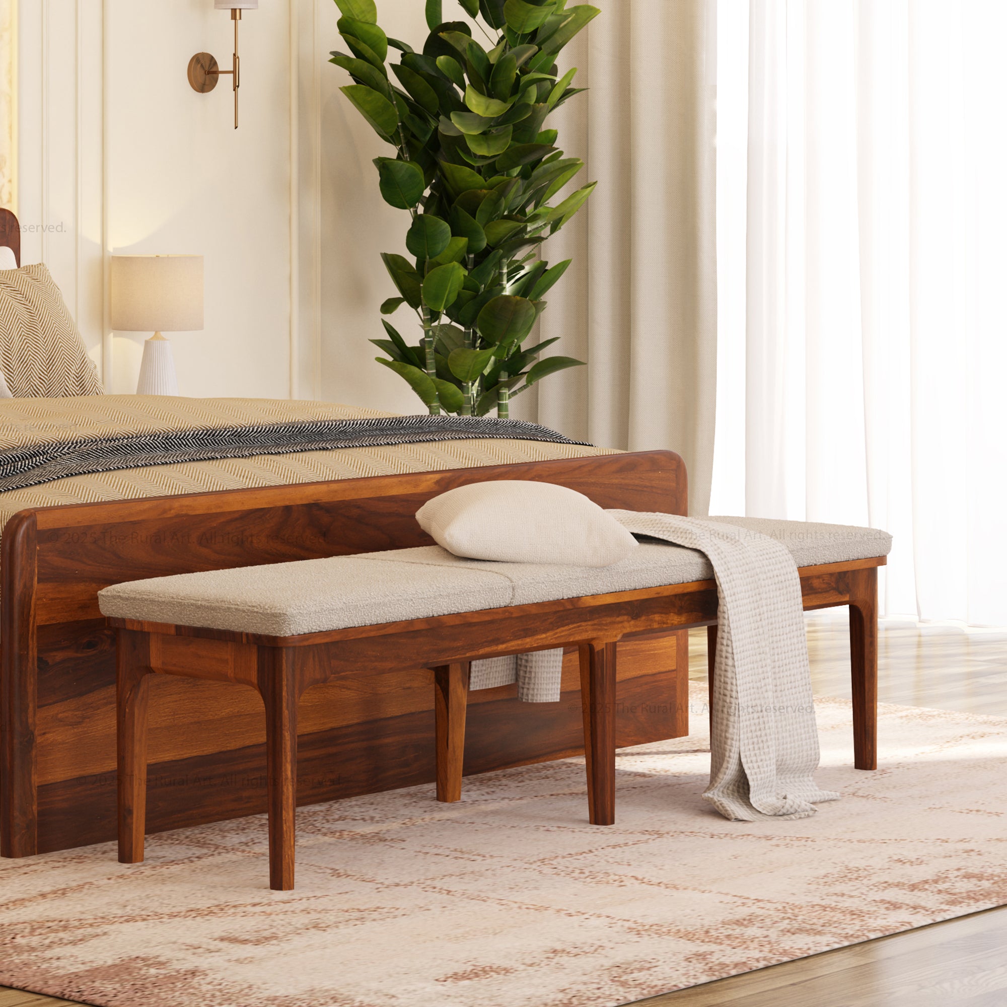 Garland Solid Wood Upholstered Bedroom Bench