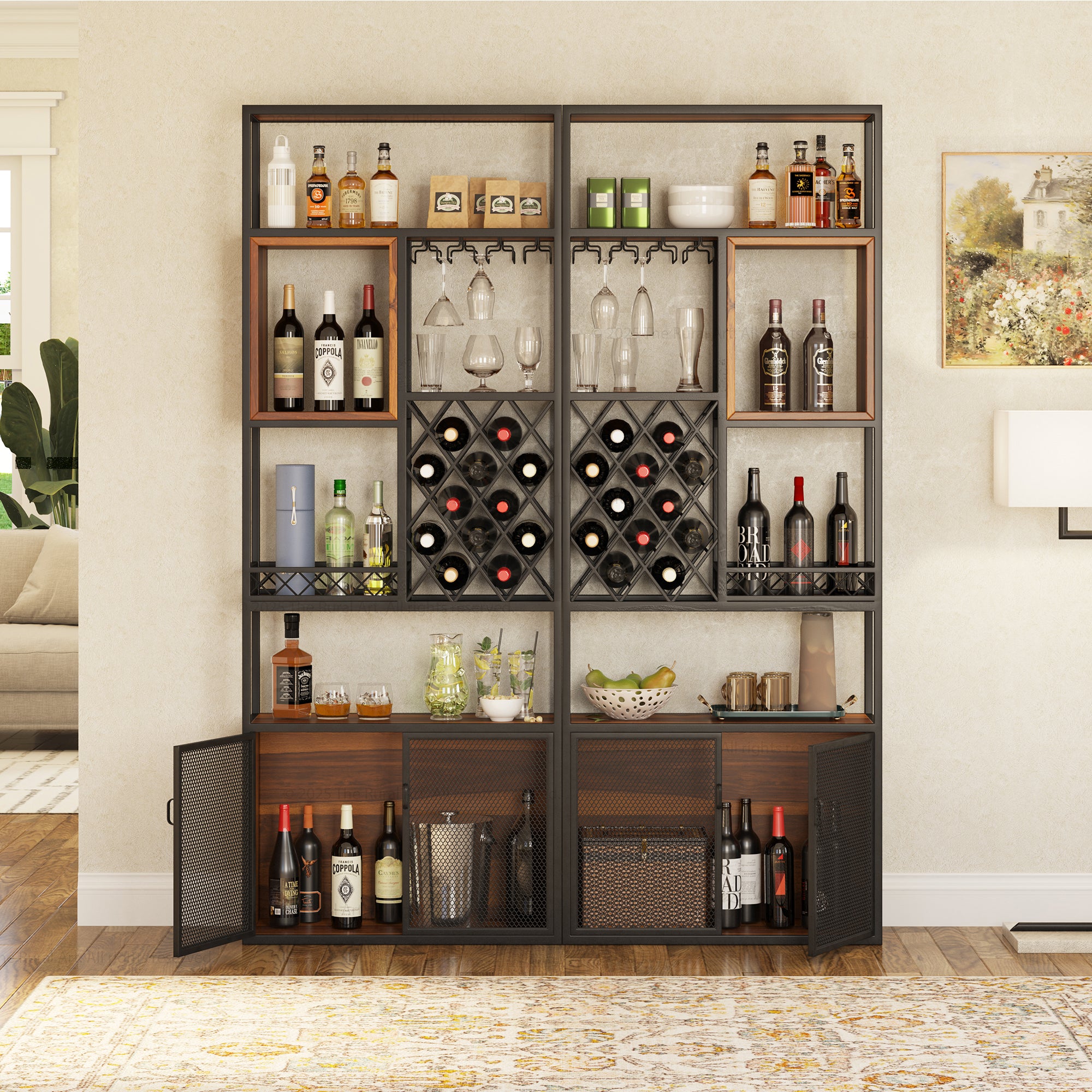 Philadelphia Modular Industrial Home Wine Bar Cabinet Rack