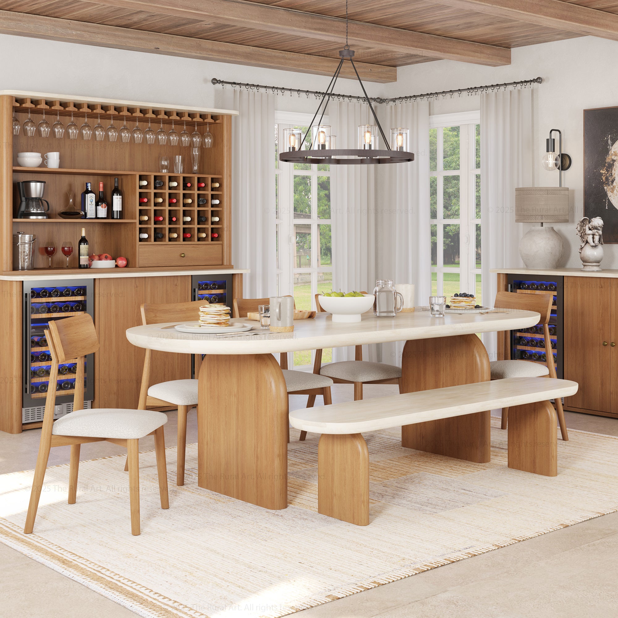 Blytheville Dual Tone Oval Solid Wood Dining Set