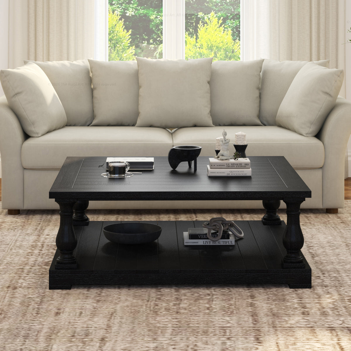 Eureka Modern Two-Tier Solid Wood Coffee Table