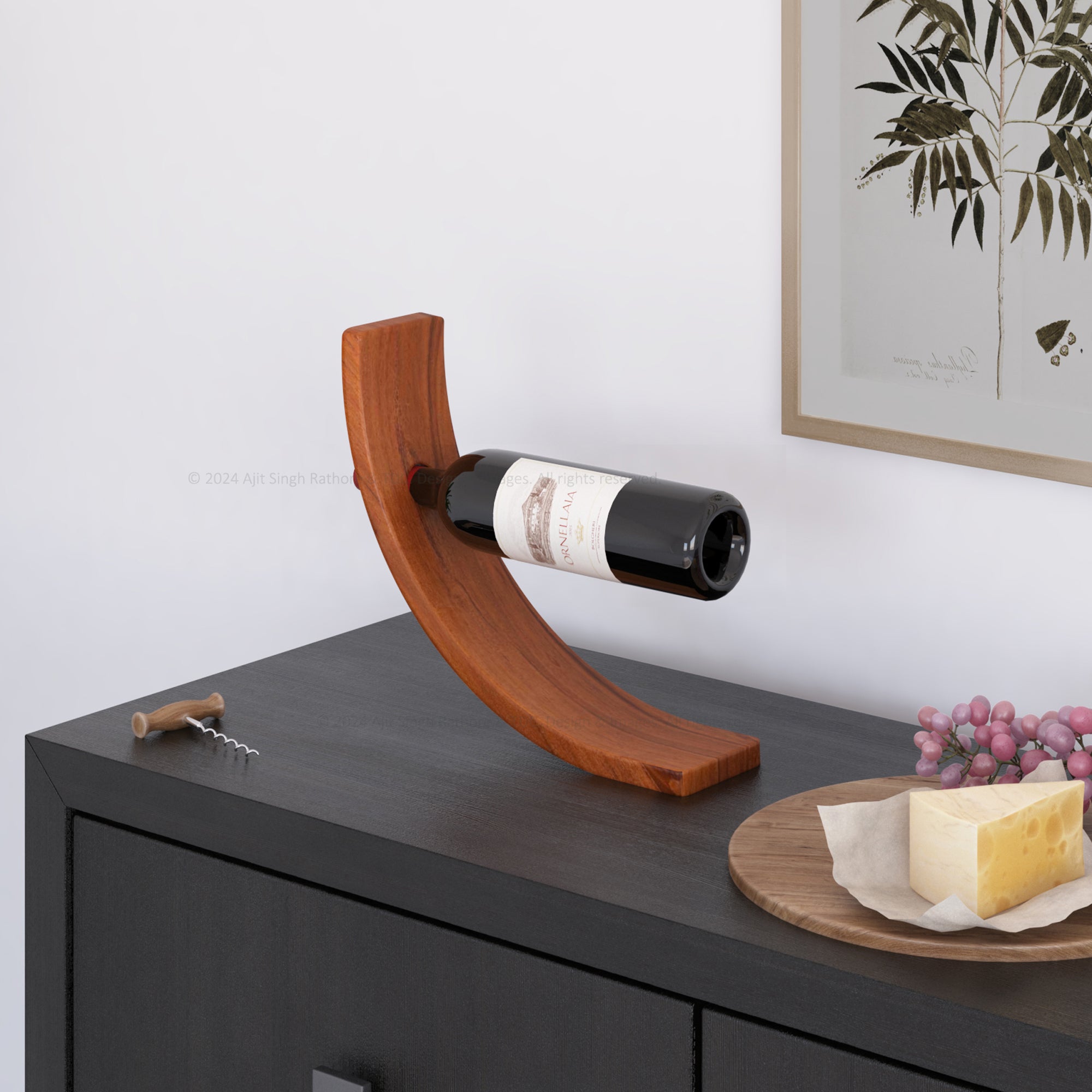 Arch Elegance Balancing Wooden Wine Bottle Holder