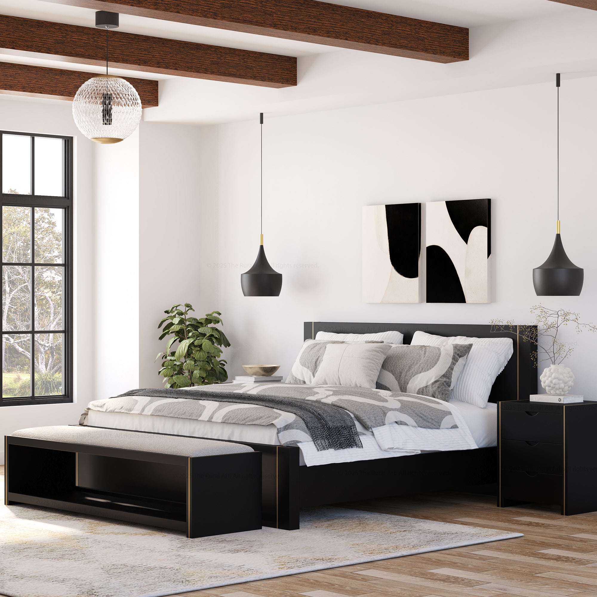 Branson Solid Wood Bedroom Collection with Brass Inlay Detailing