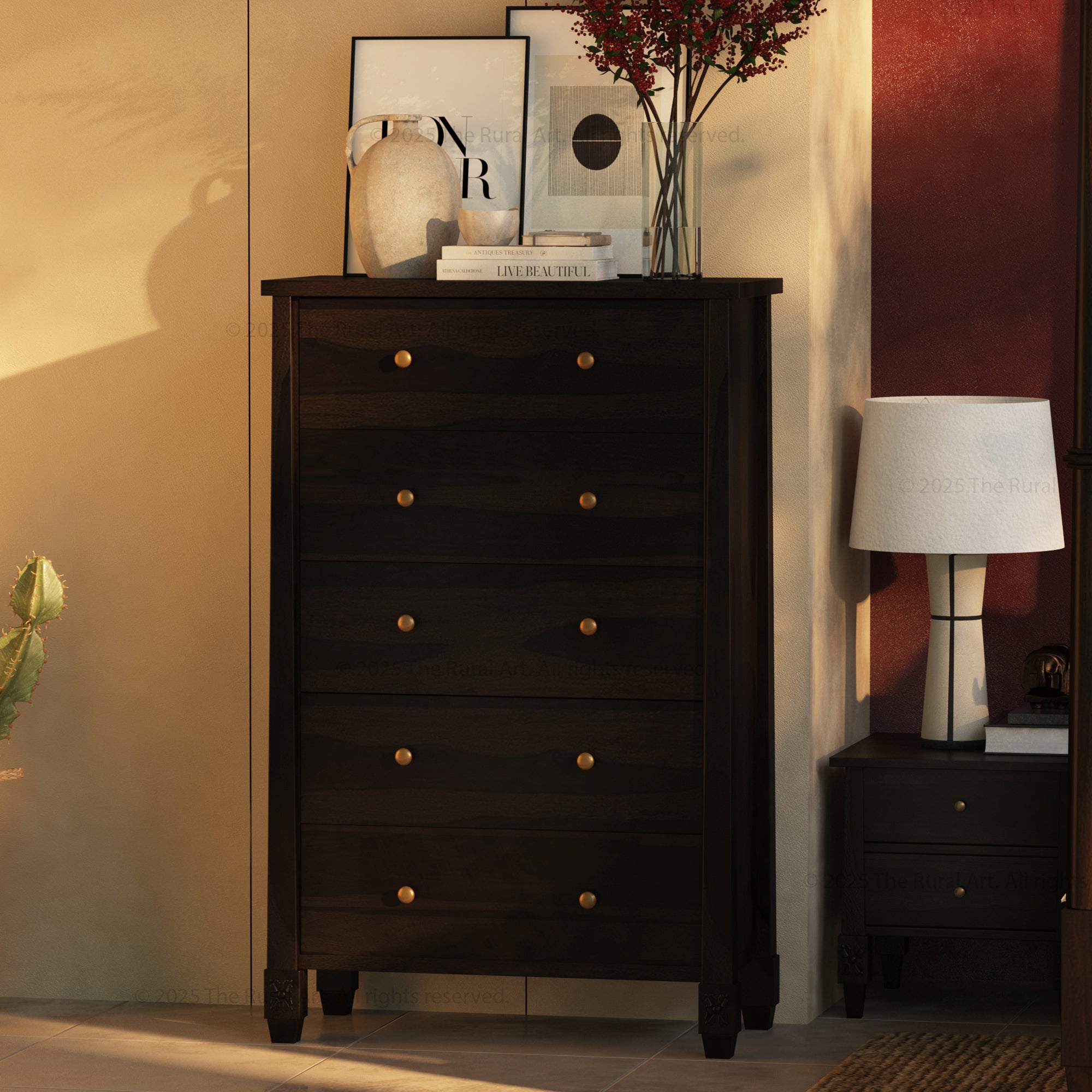 Dothan Solid Wood Dresser with Carved Floral Legs