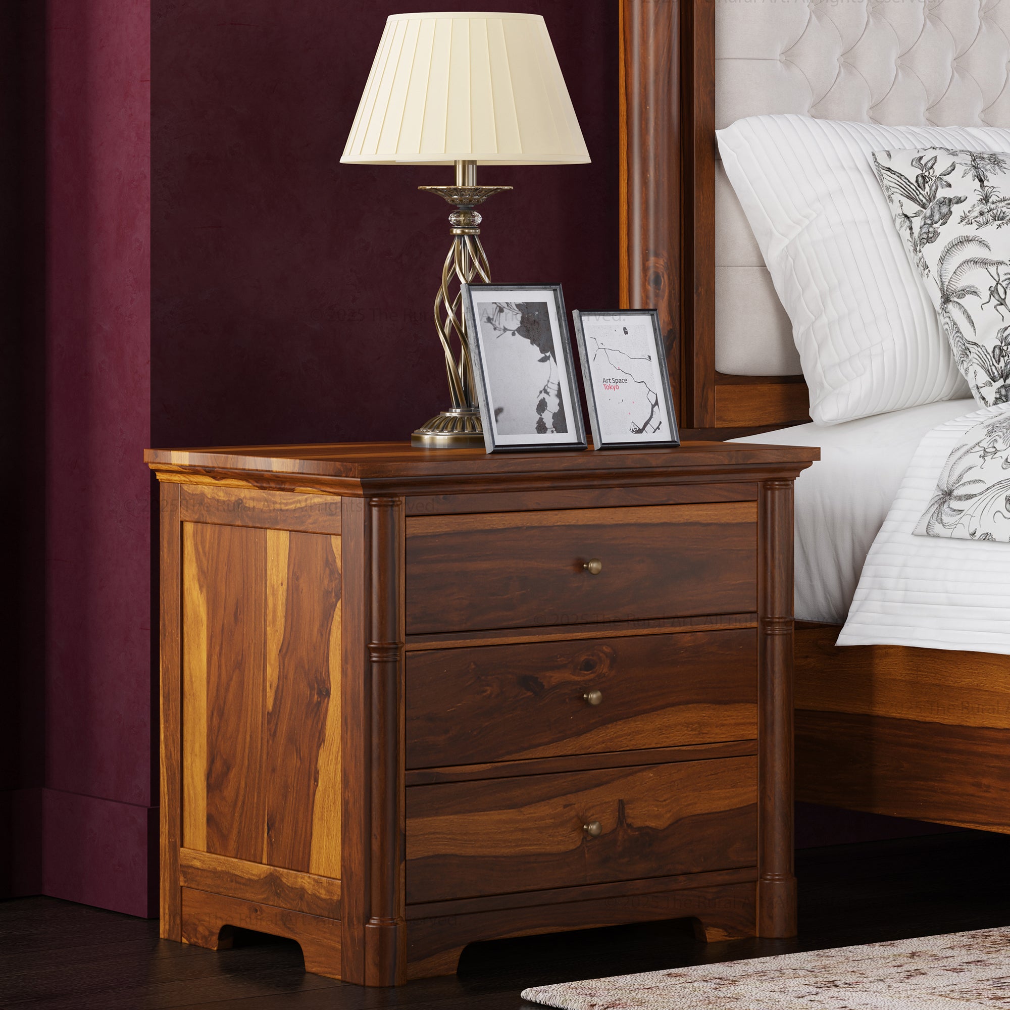 Abilene Solid Wood Three-Drawer Large Nightstand