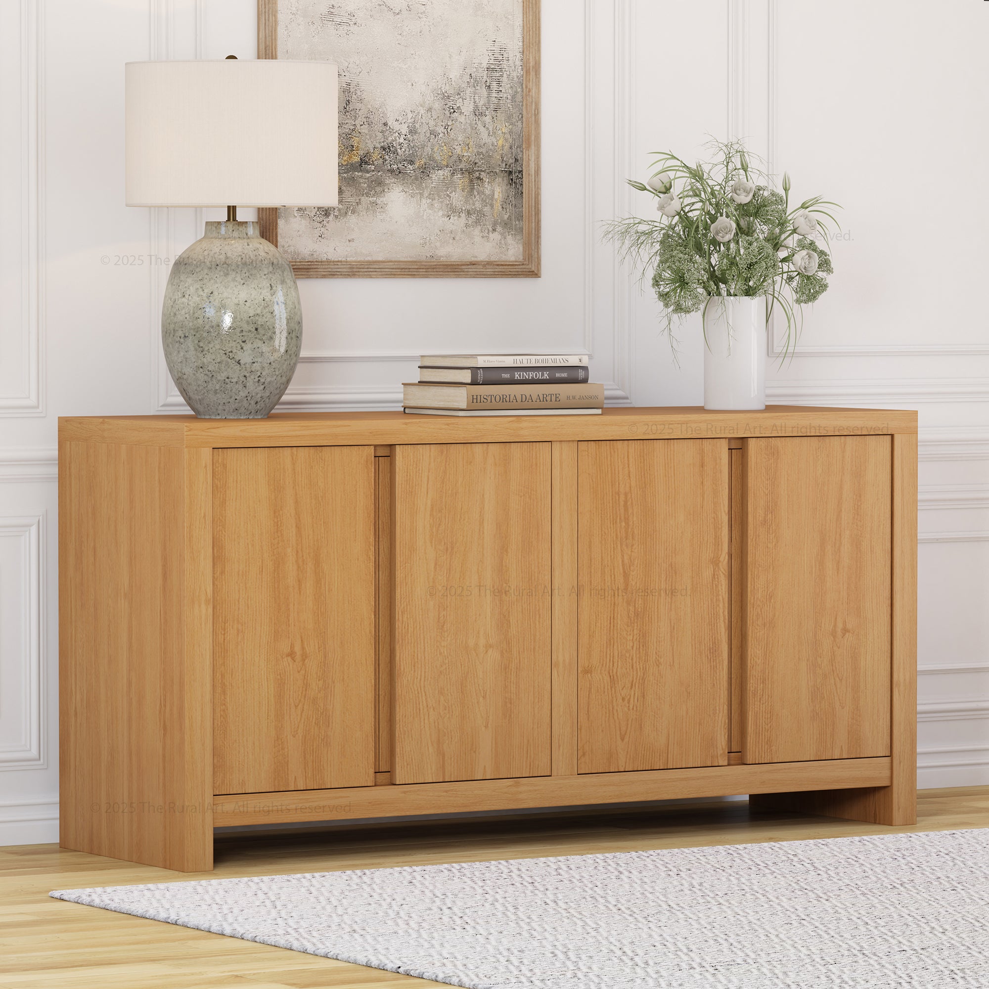Fontana Modern Solid Wood Sideboard Buffets Cabinet