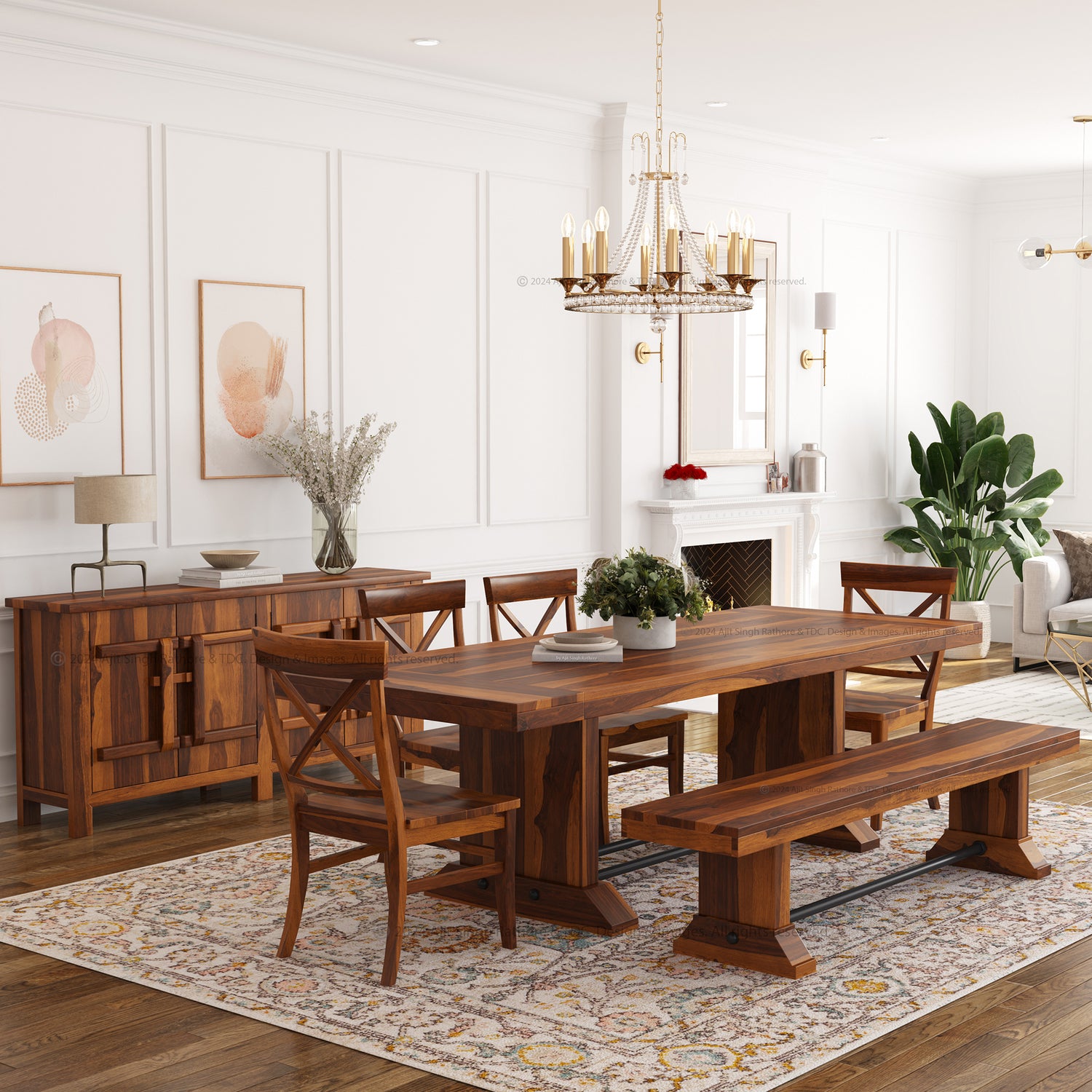 El Cerrito Solid Wood Rustic Dining Table Set