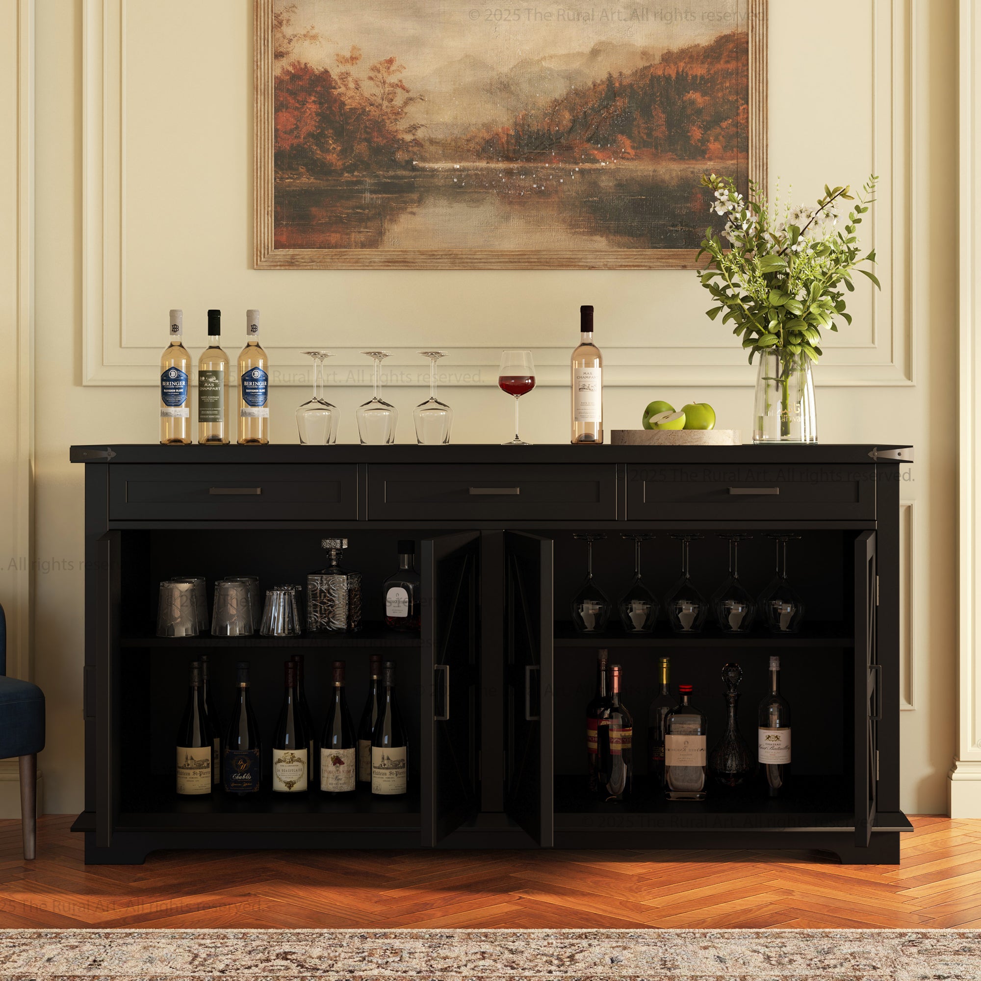 Lincoln Estate Cross-Panel Wine Bar Cabinet