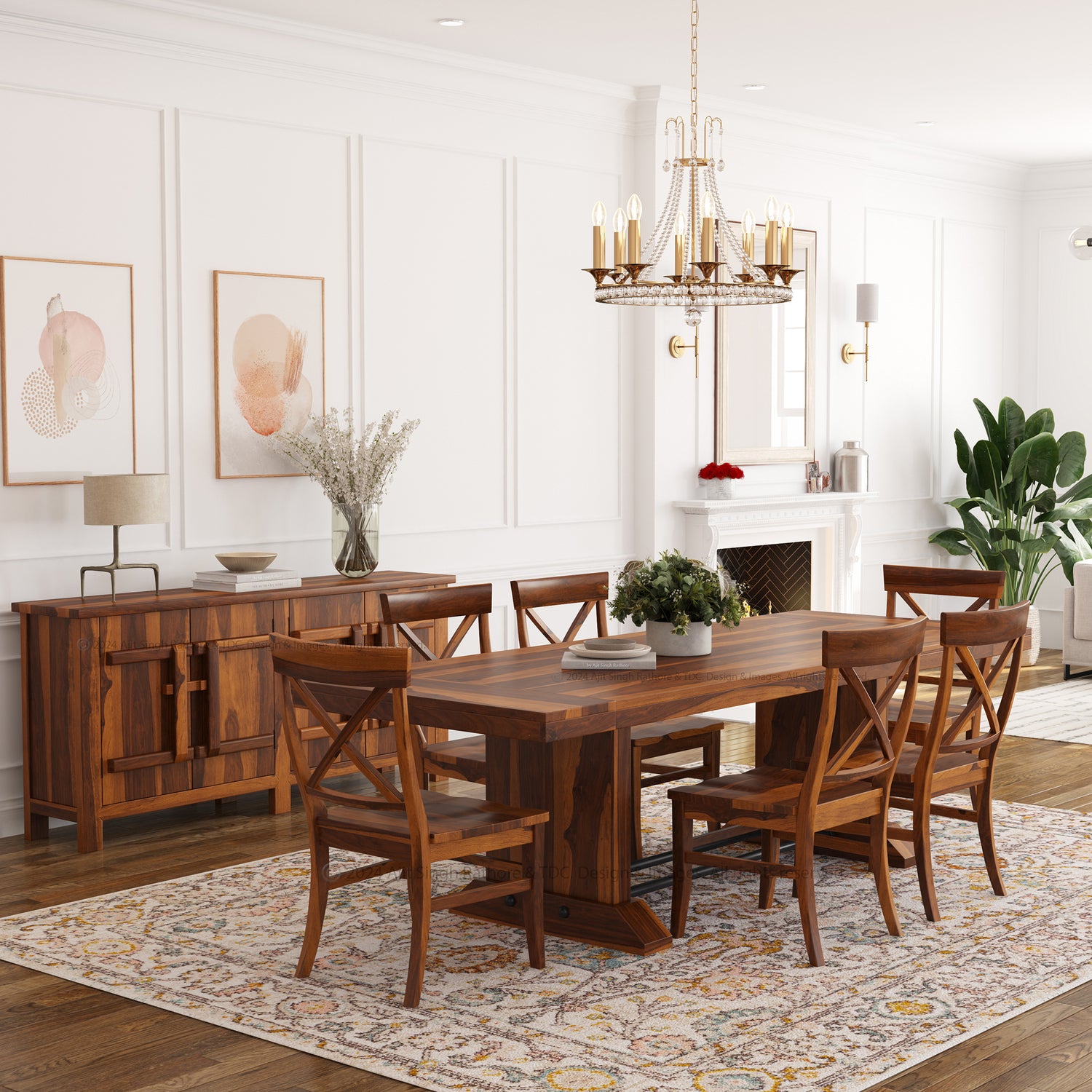 El Cerrito Solid Wood Rustic Dining Table Set