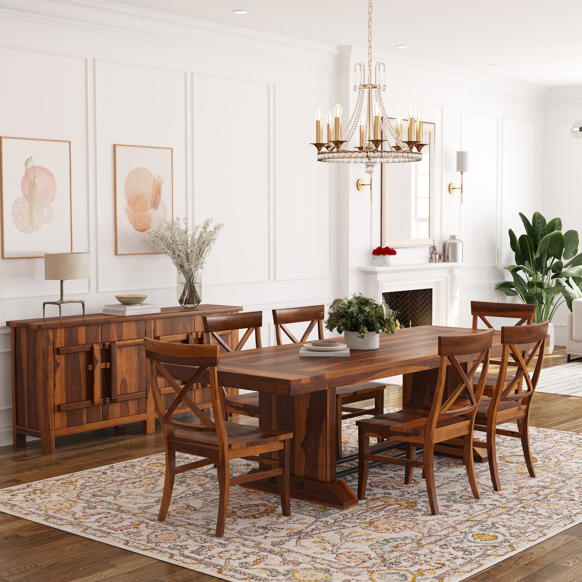 El Cerrito Solid Wood Rustic Dining Table Set