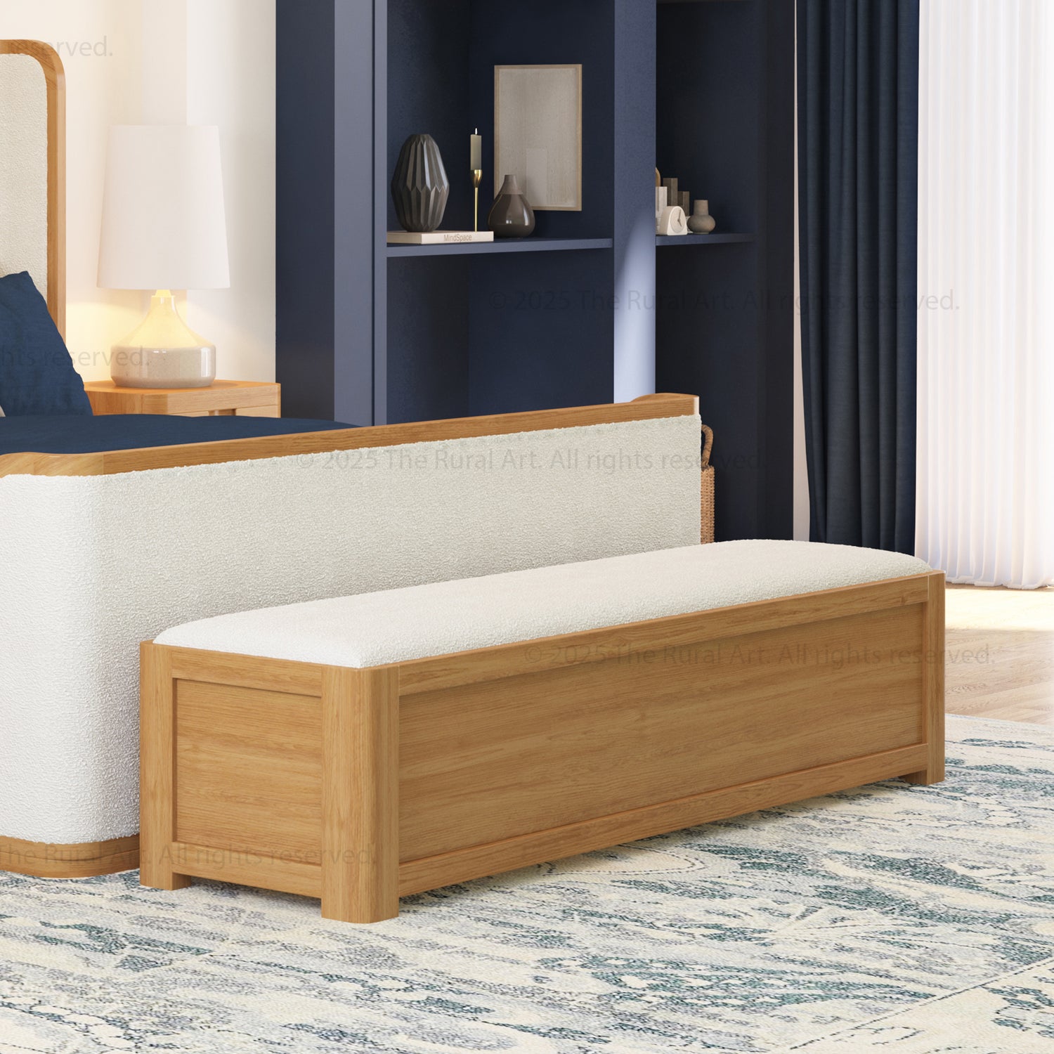 Beverly Bedside Bench | Solid Wood Frame with Upholstered Seat