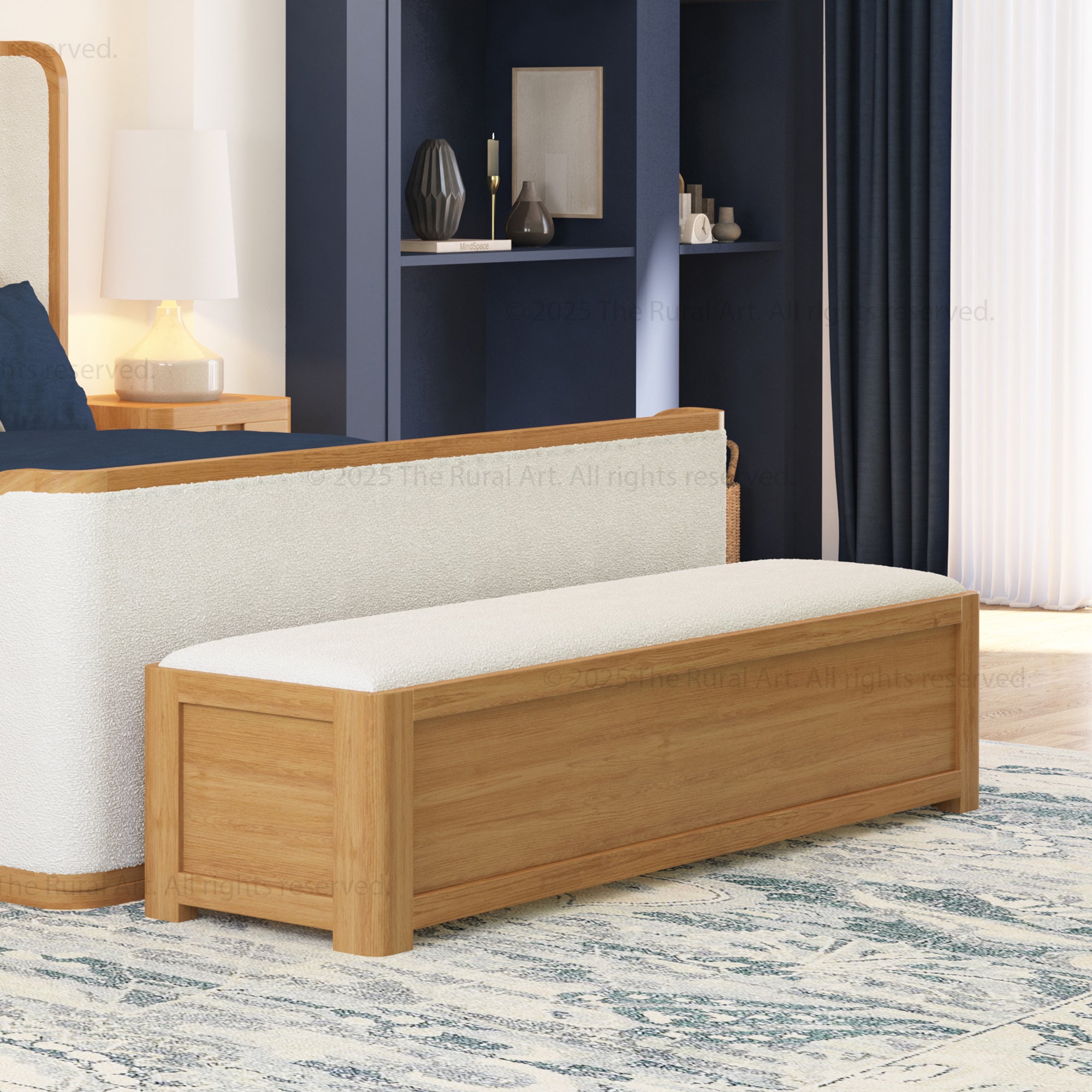 Beverly Bedside Bench | Solid Wood Frame with Upholstered Seat