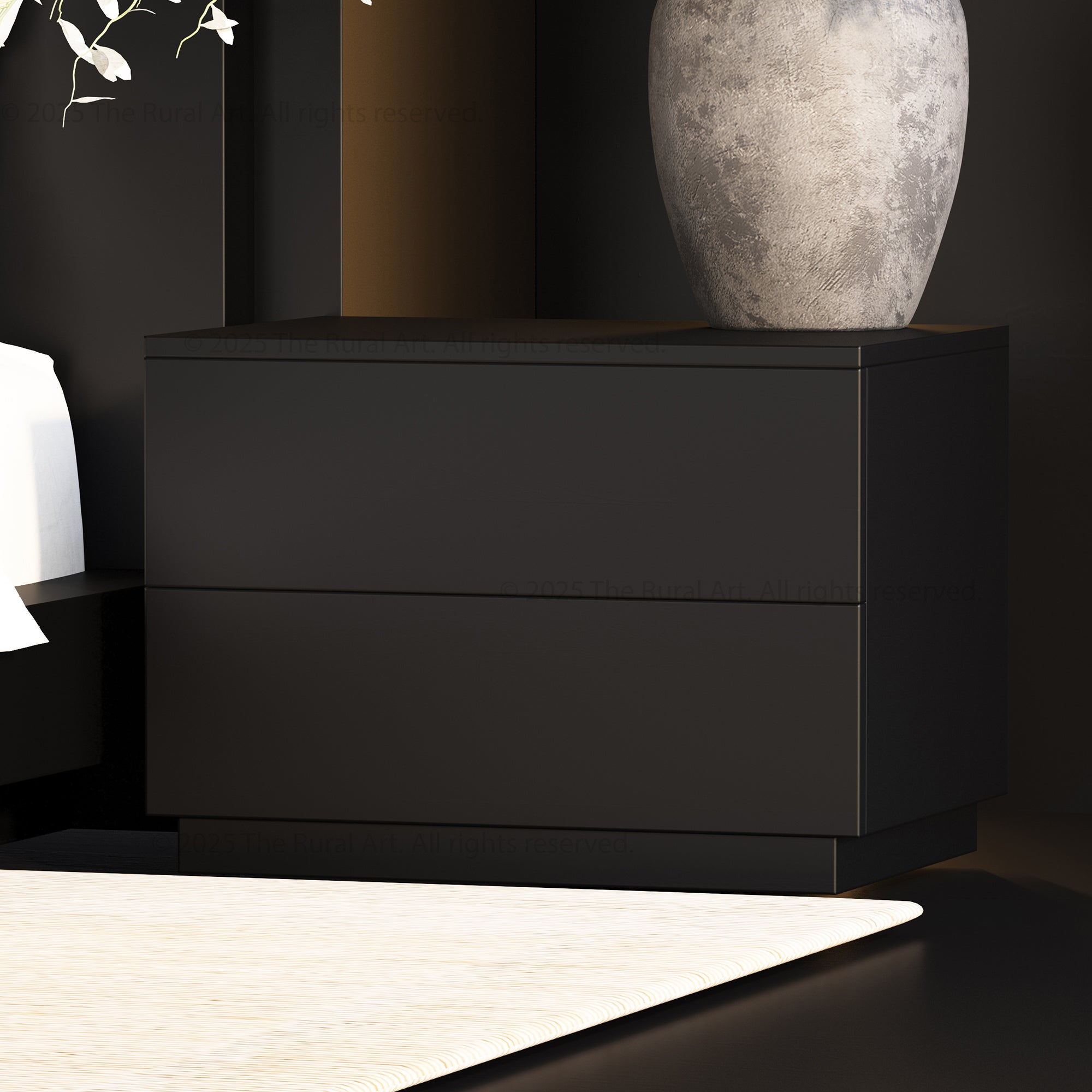 Kingston Modern Solid Wood Platform Bedroom Set with Nightstand, Dresser, Bench and Mirror